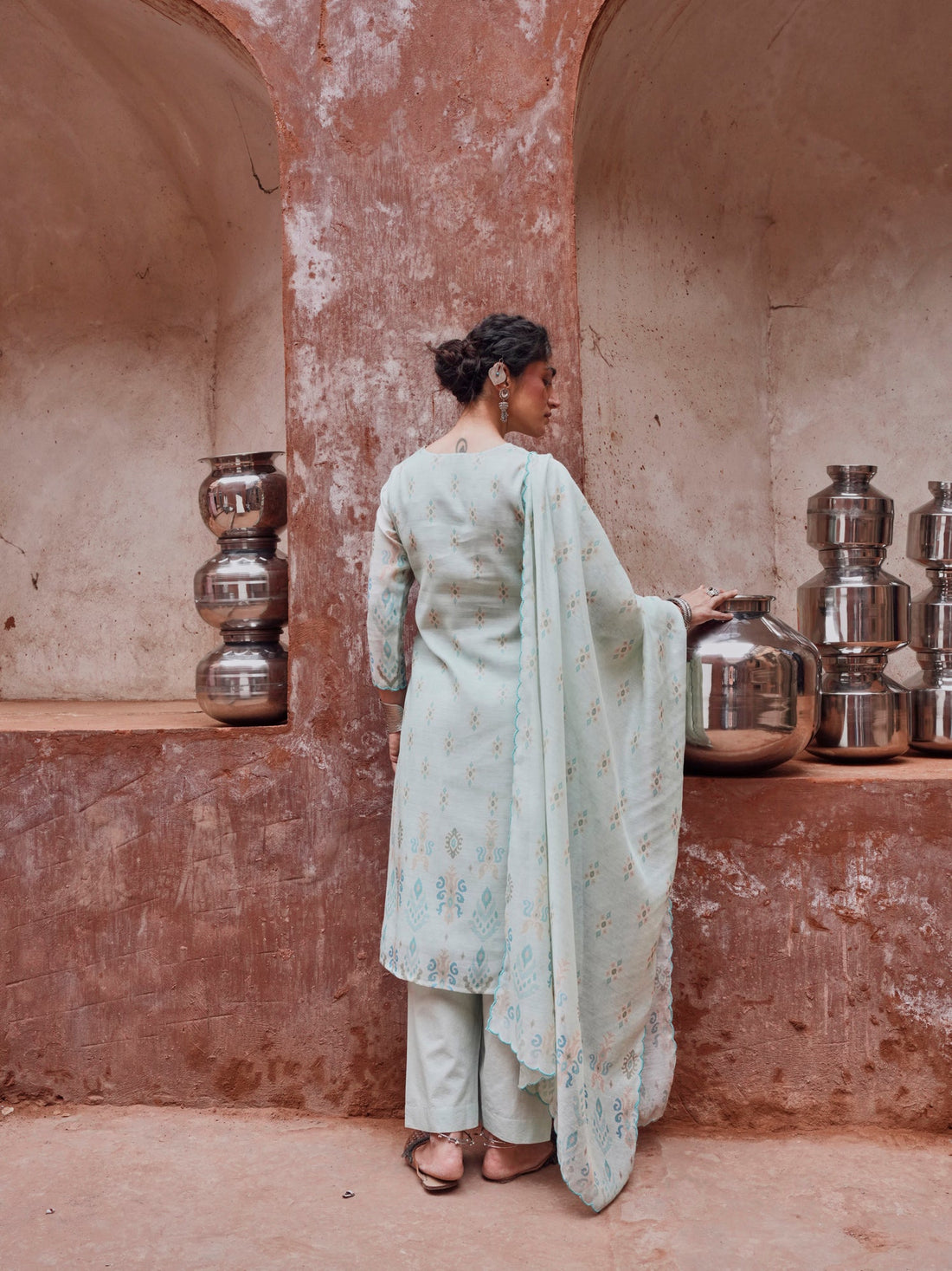 POWDER BLUE EMBROIDERED SUIT SET