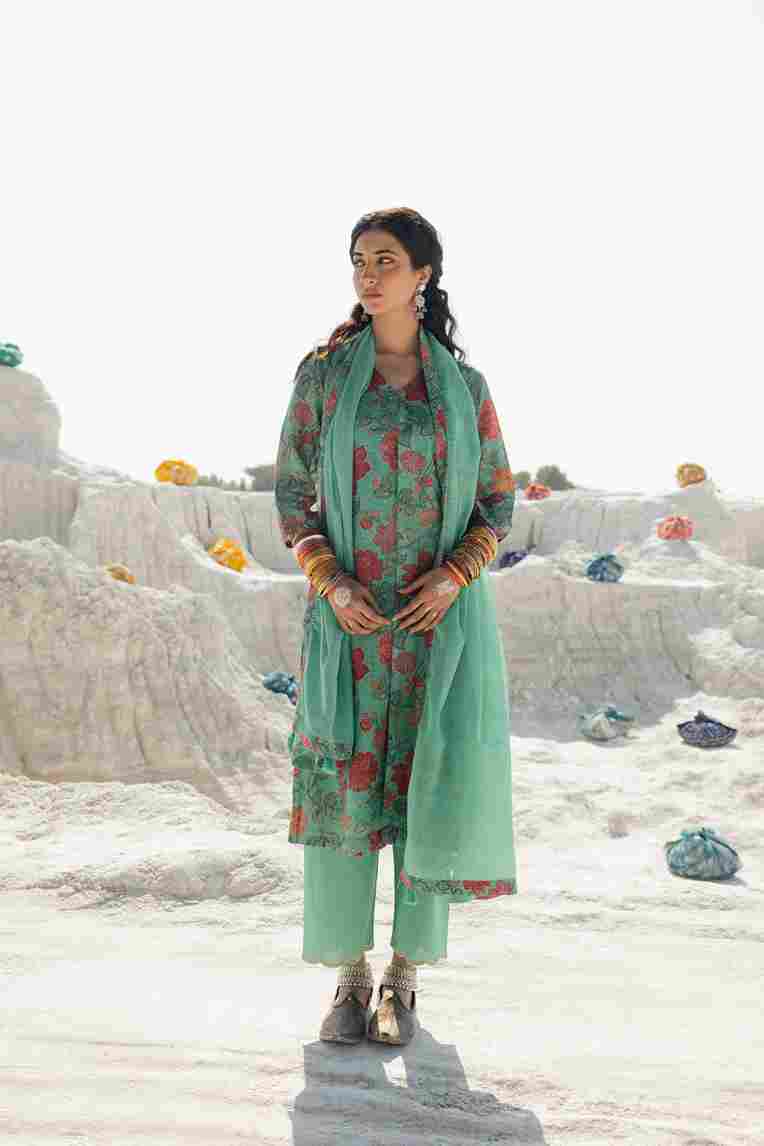 TURQUOISE BLUE LINEN KURTA SET
