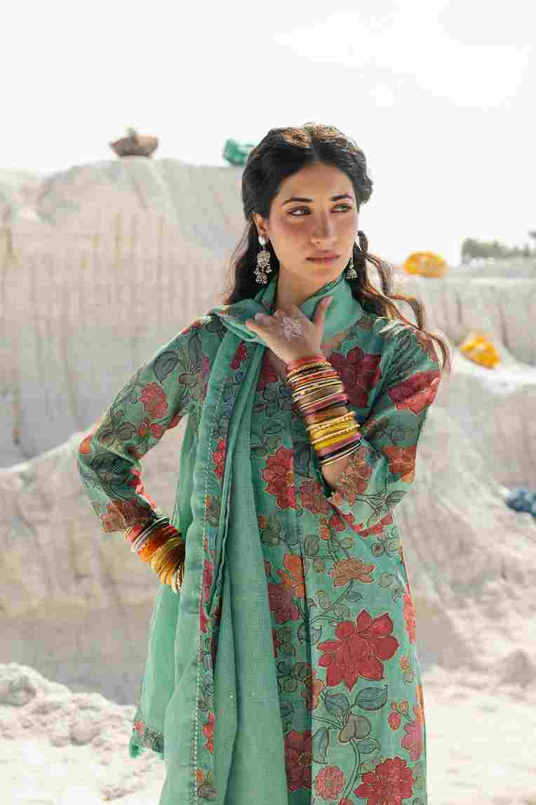 TURQUOISE BLUE LINEN KURTA SET