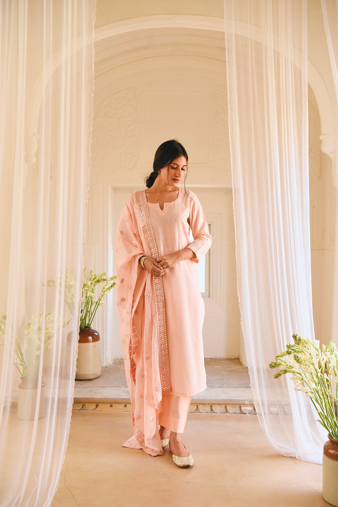 LIGHT PINK STRAIGHT KURTA SET