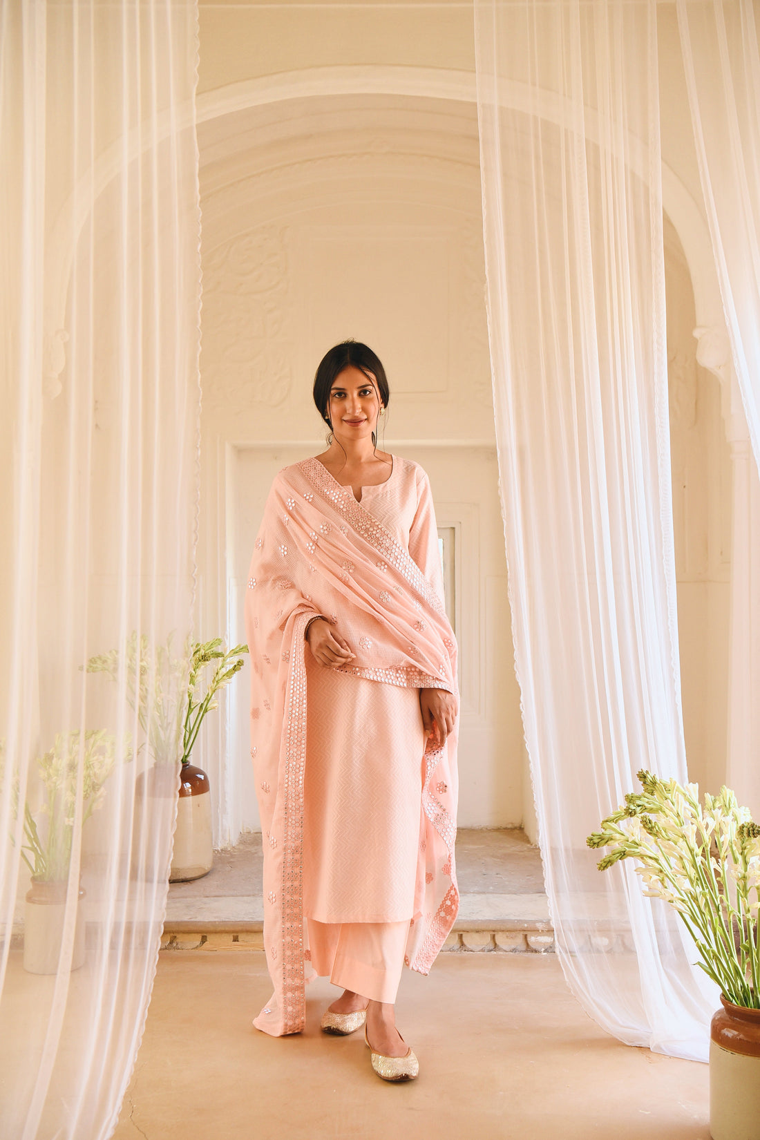 LIGHT PINK STRAIGHT KURTA SET