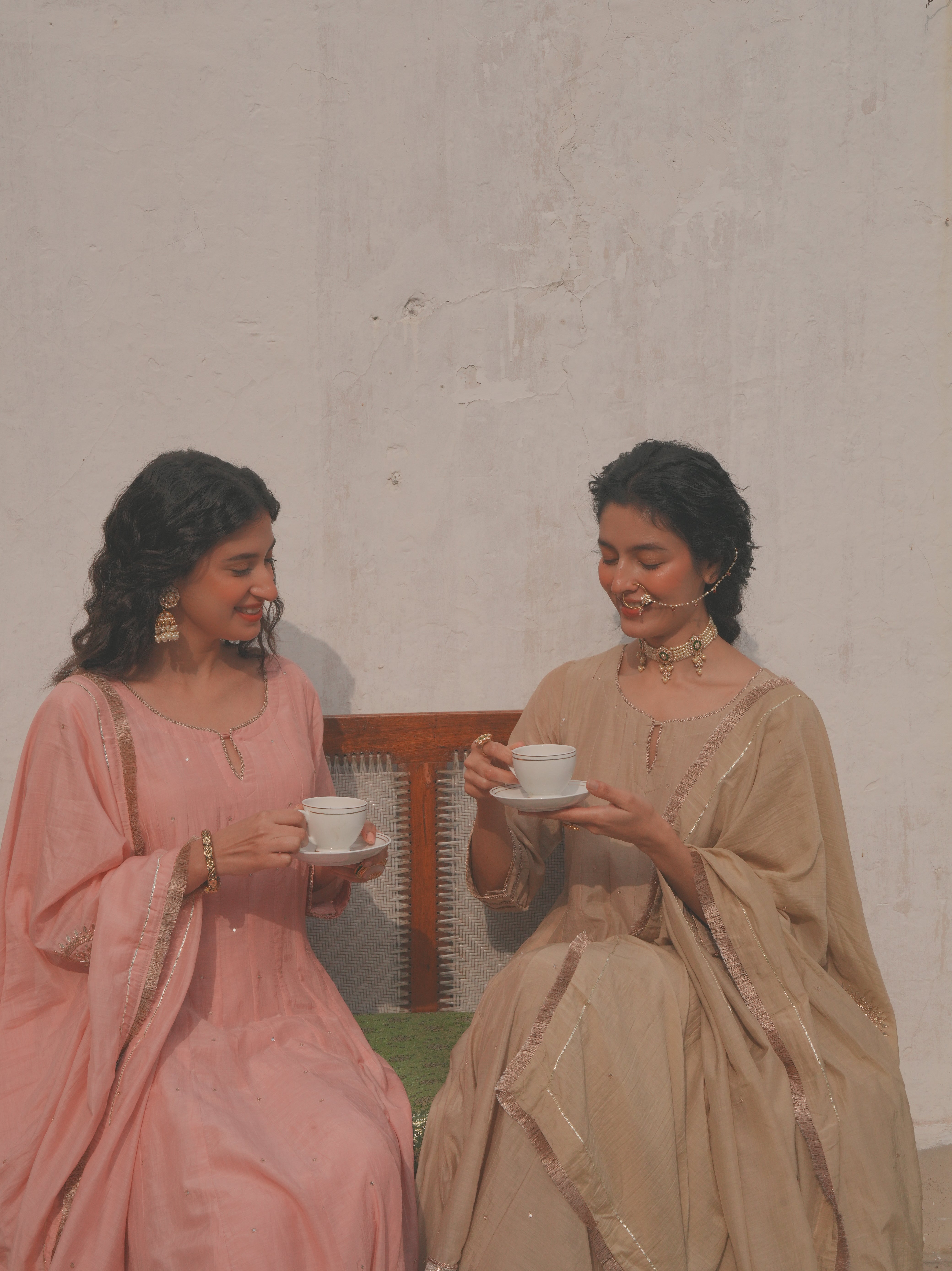 BABY PINK MUL CHANDERI ANARKALI SET