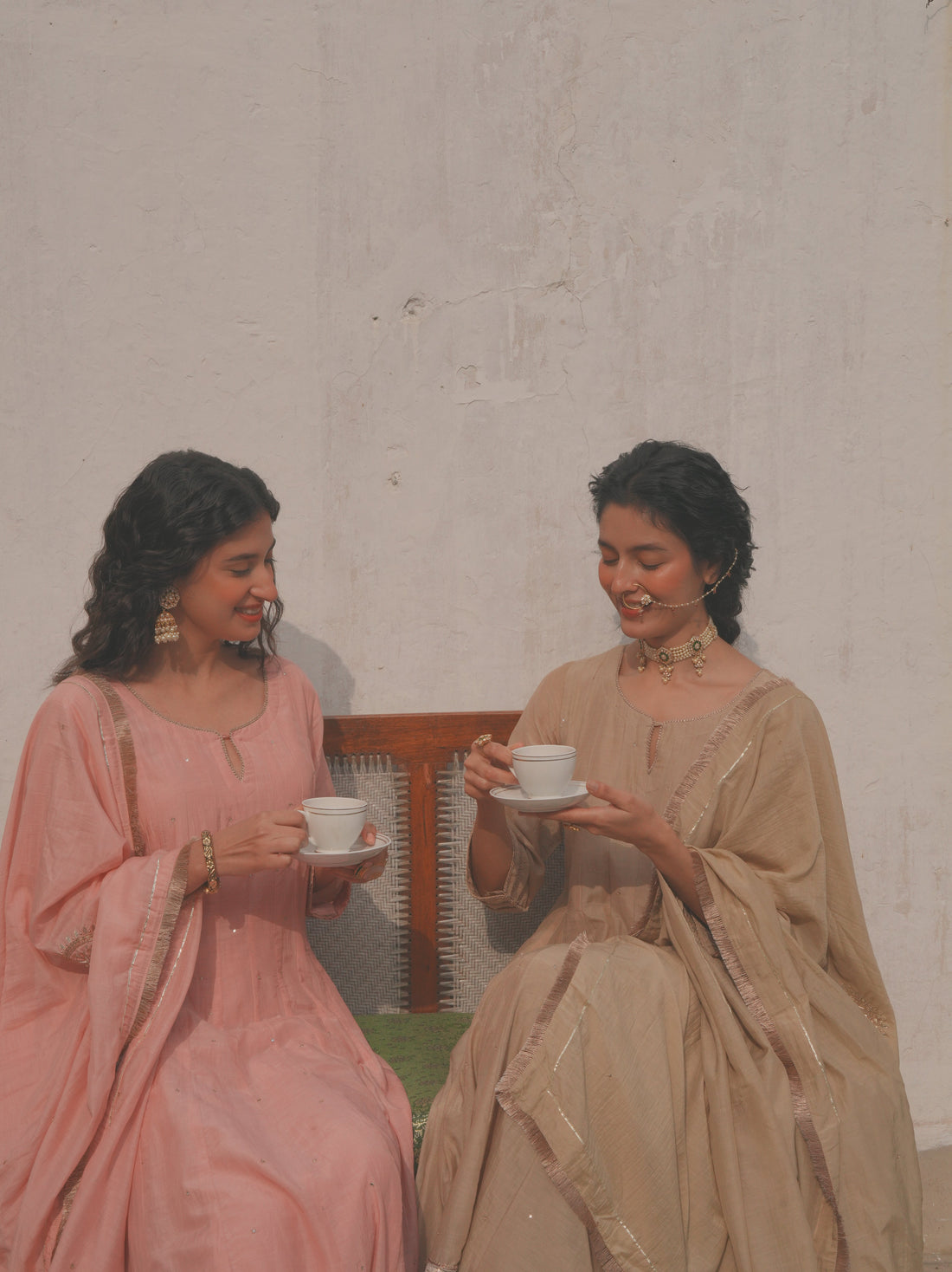 BABY PINK MUL CHANDERI ANARKALI SET