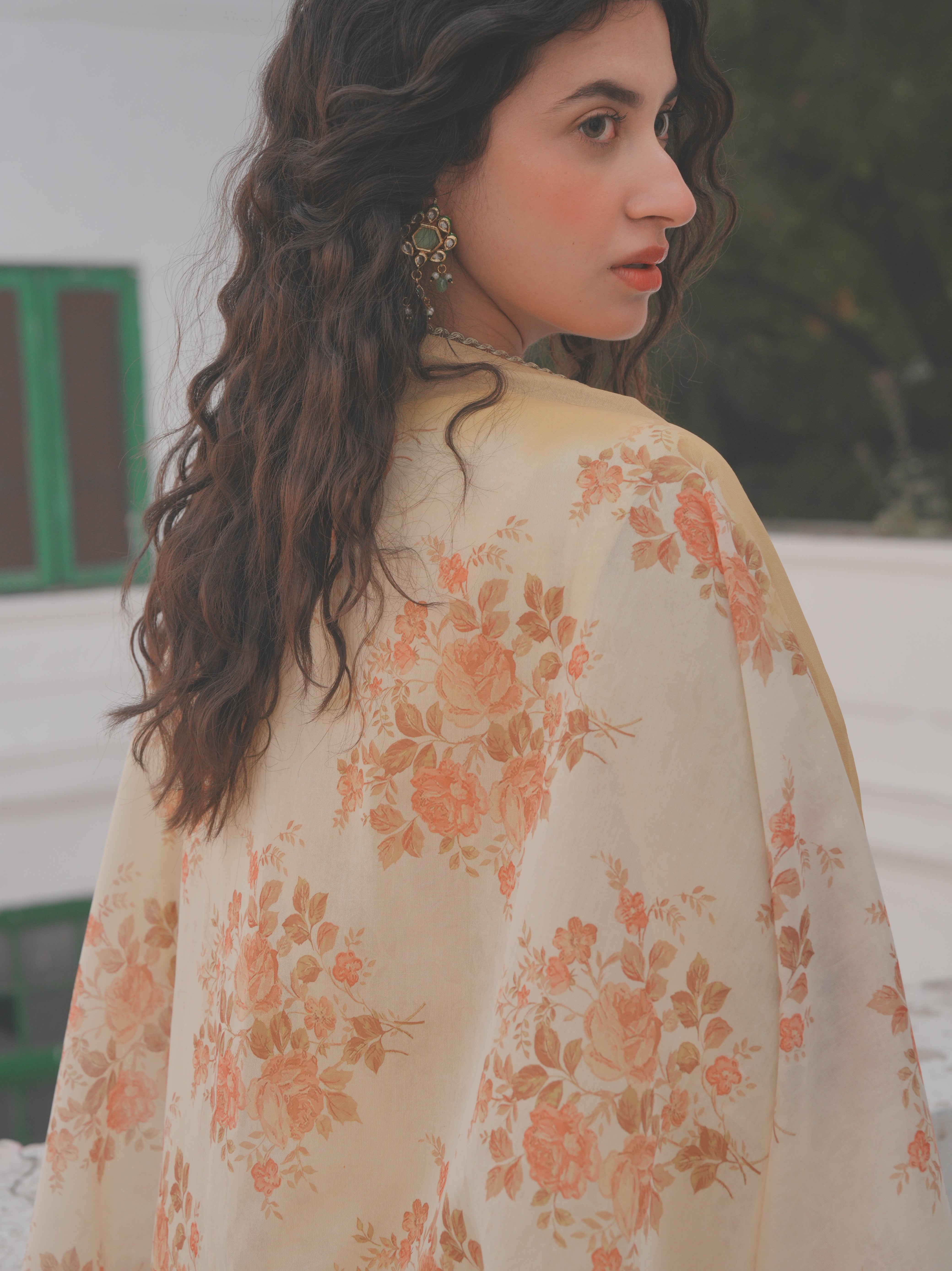 LEMON YELLOW MUL CHANDERI KURTA SET