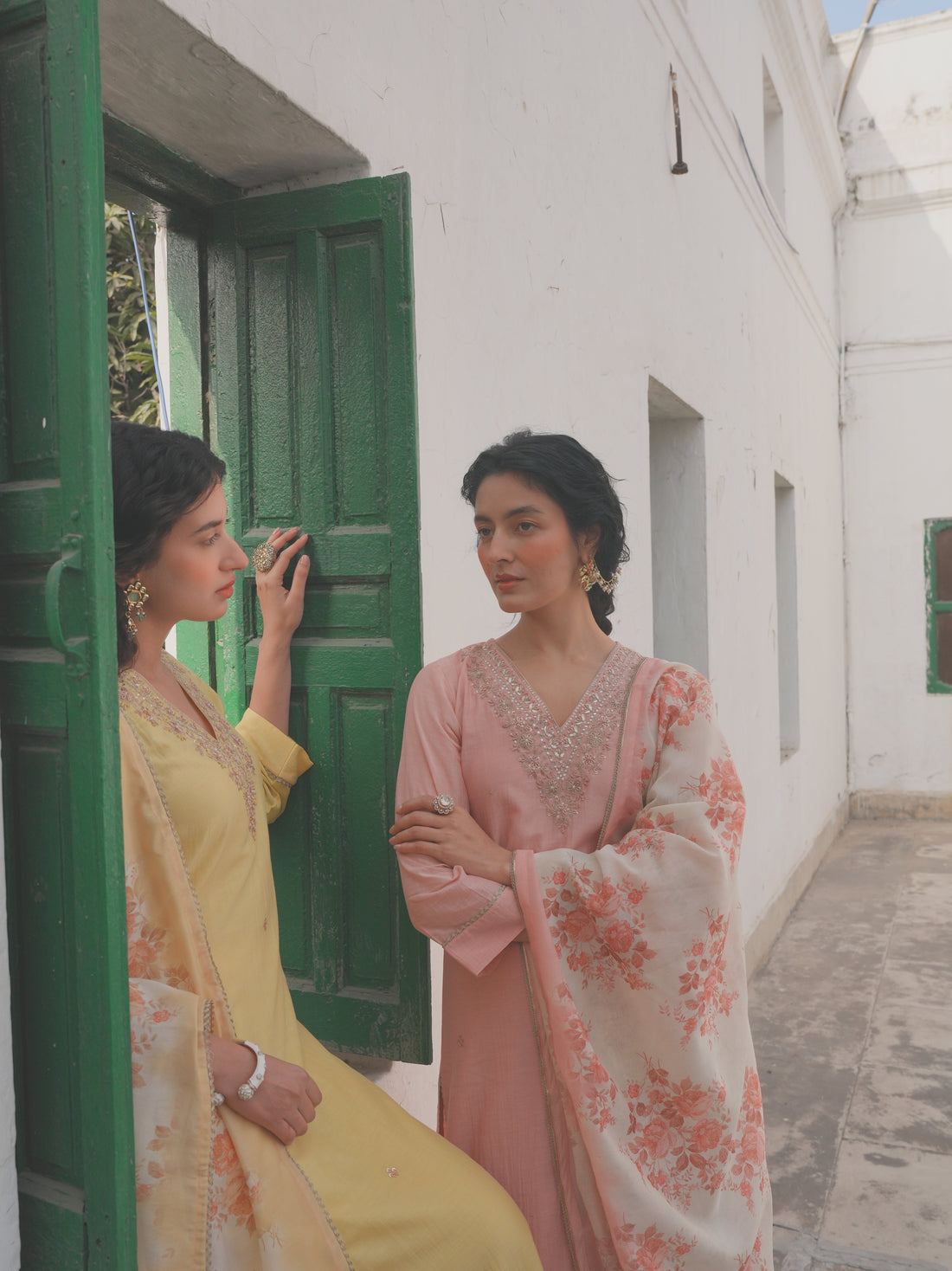BABY PINK MUL CHANDERI KURTA SET