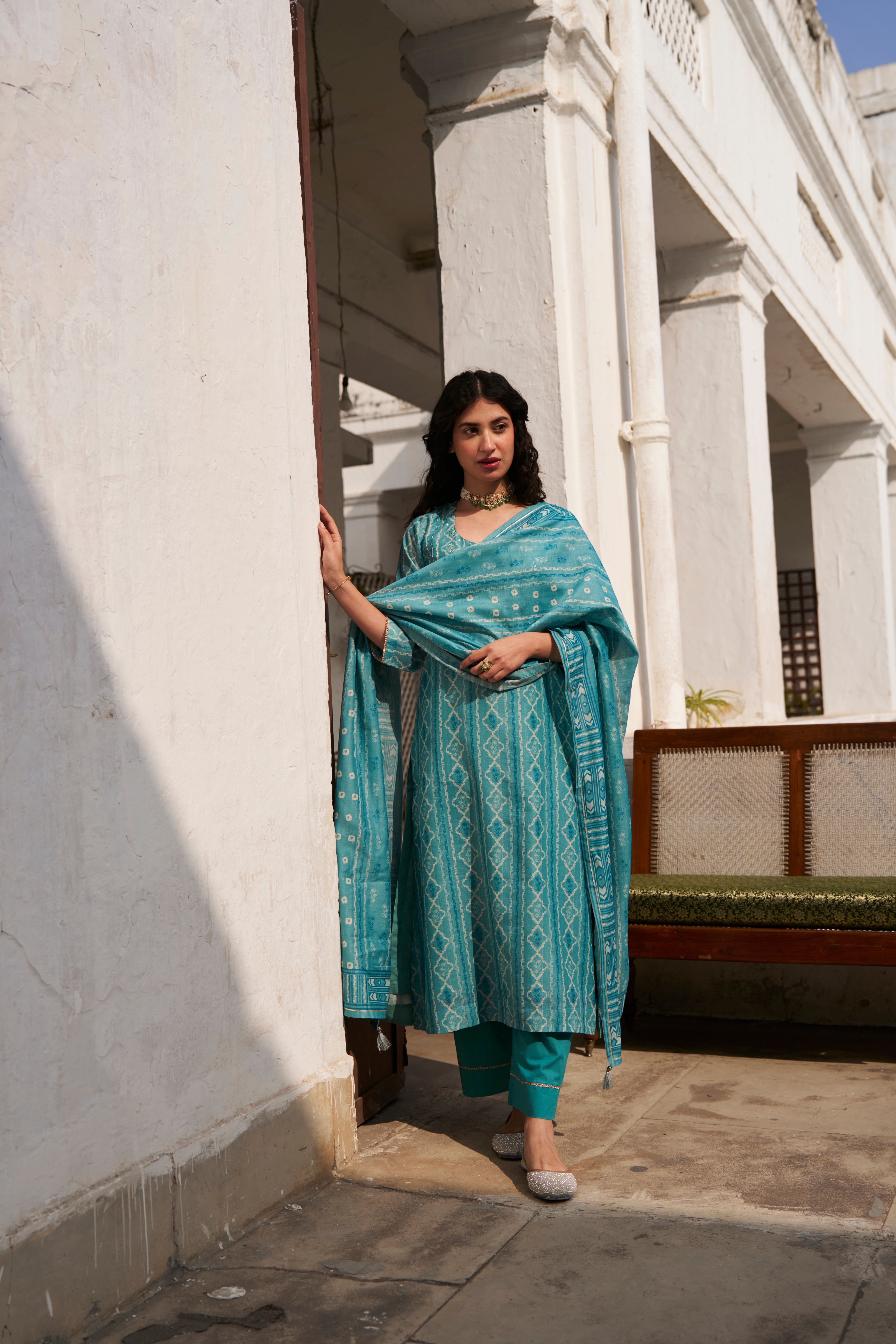 FIROZI CHANDERI KURTA SET