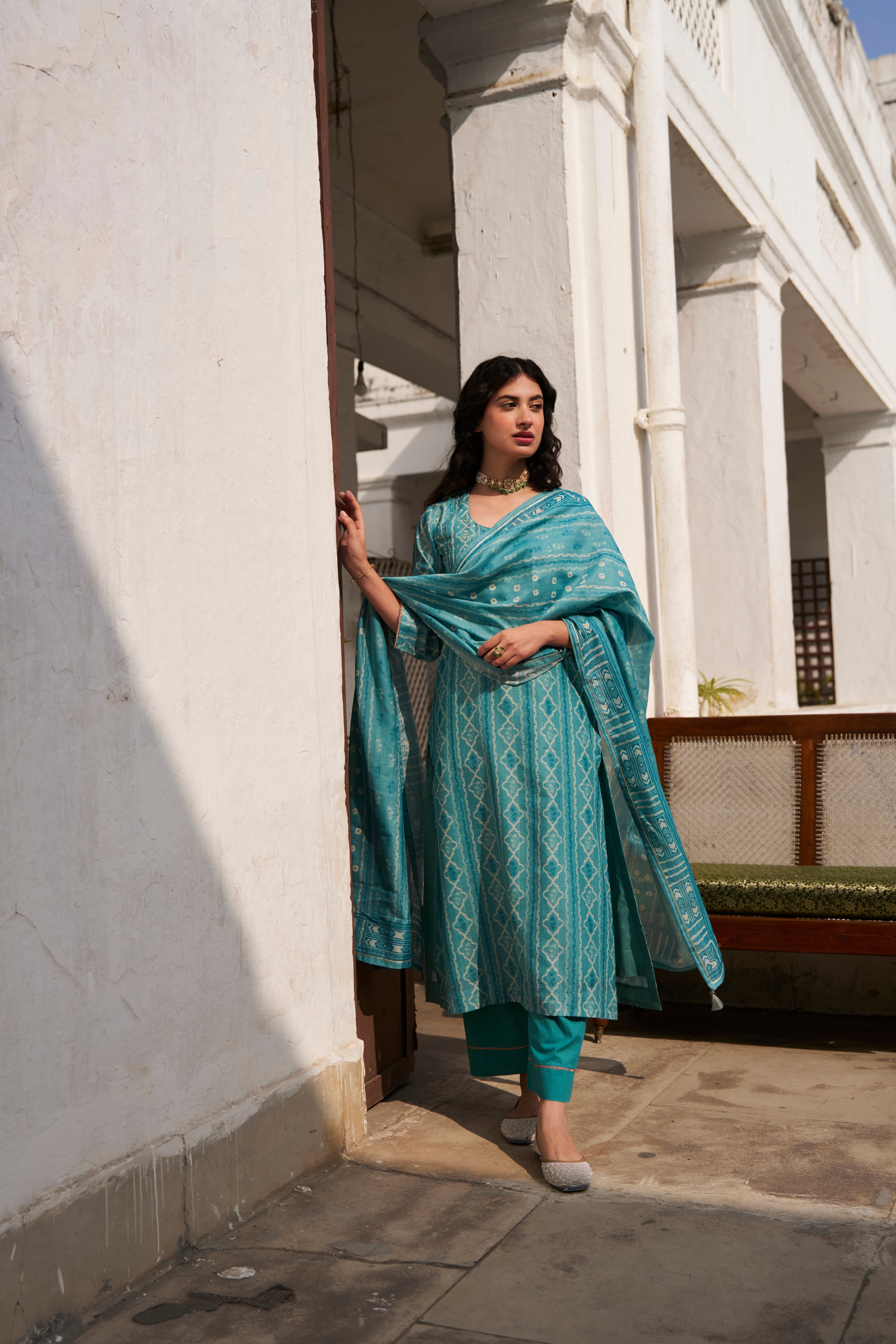 FIROZI CHANDERI KURTA SET