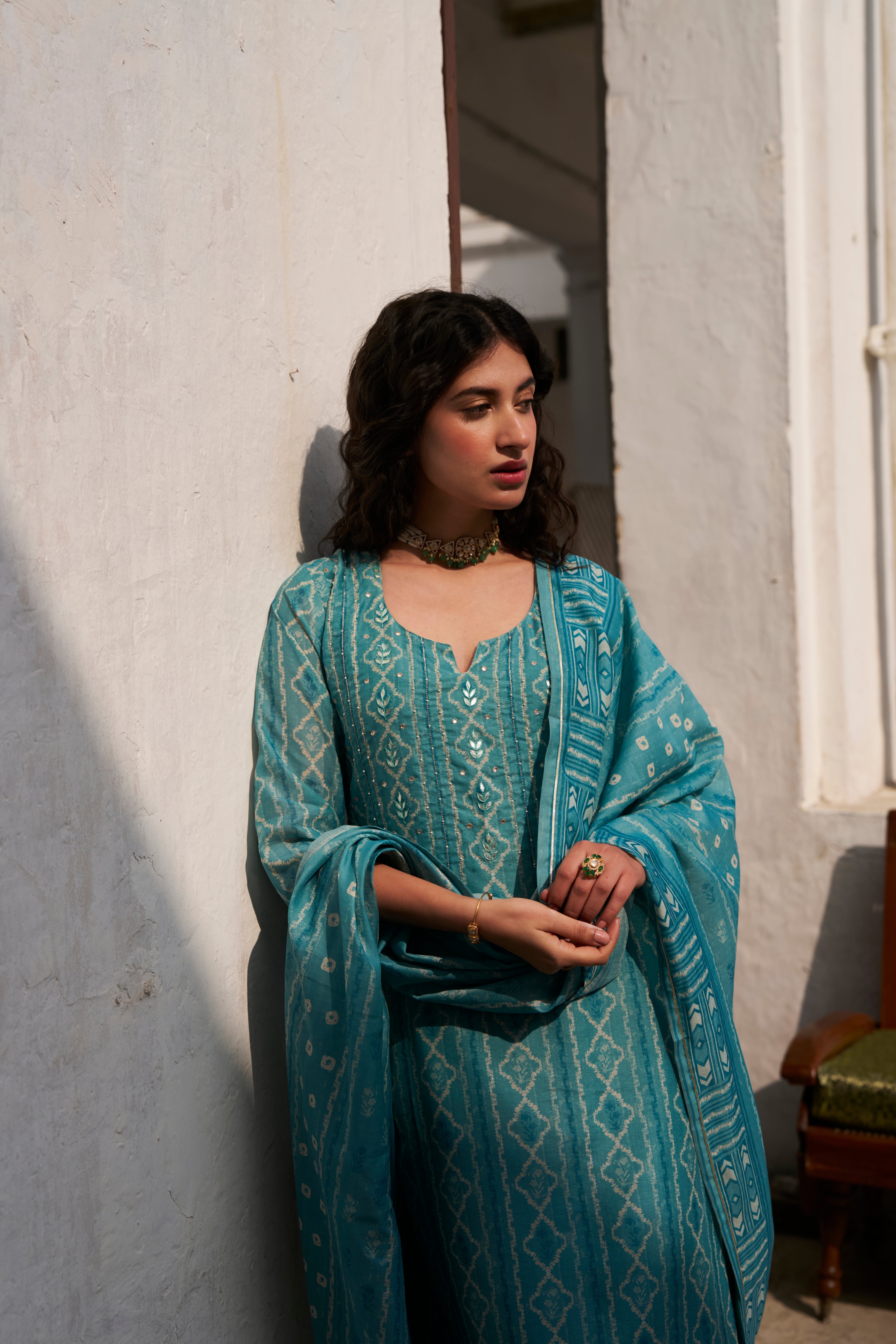FIROZI CHANDERI KURTA SET