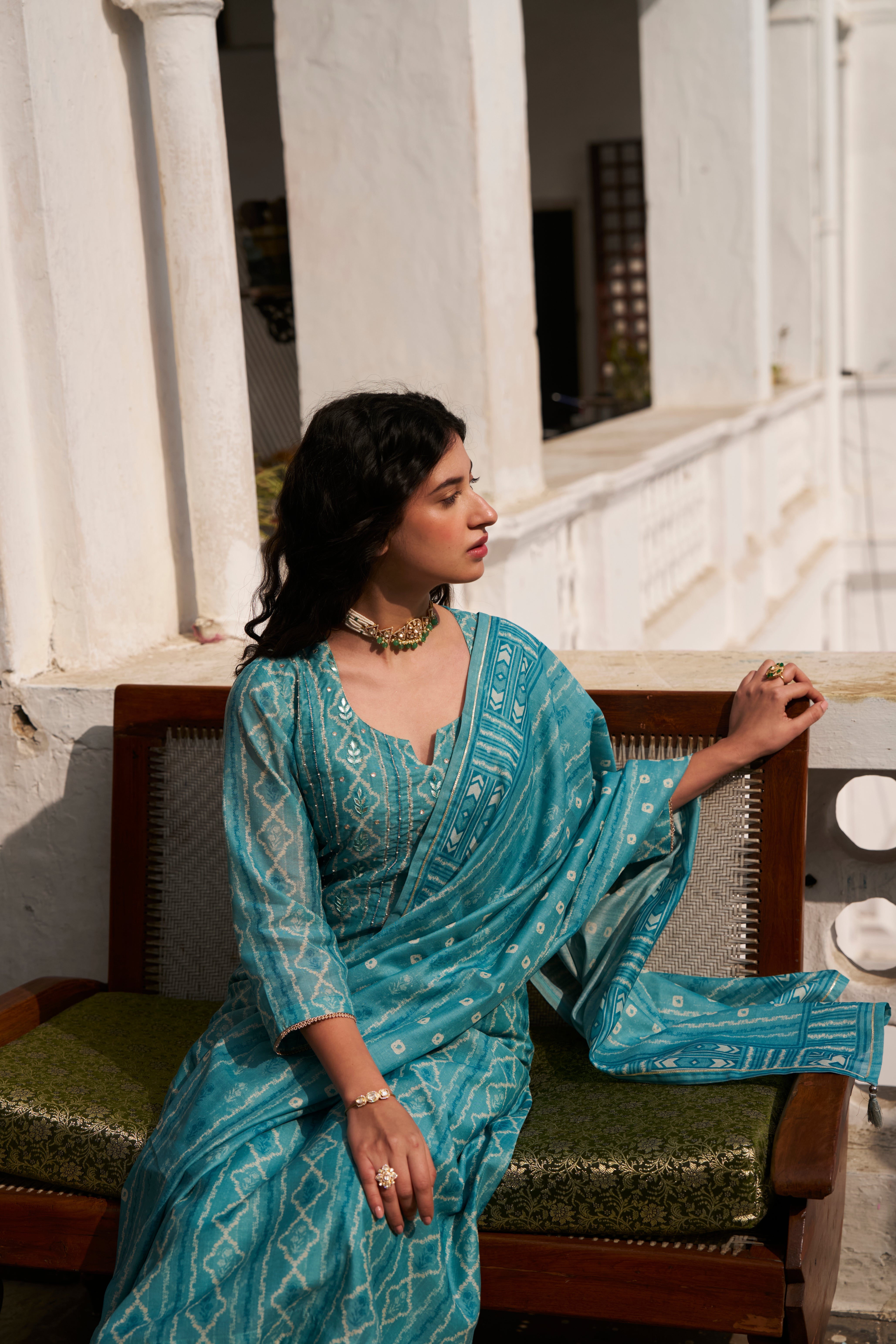 FIROZI CHANDERI KURTA SET
