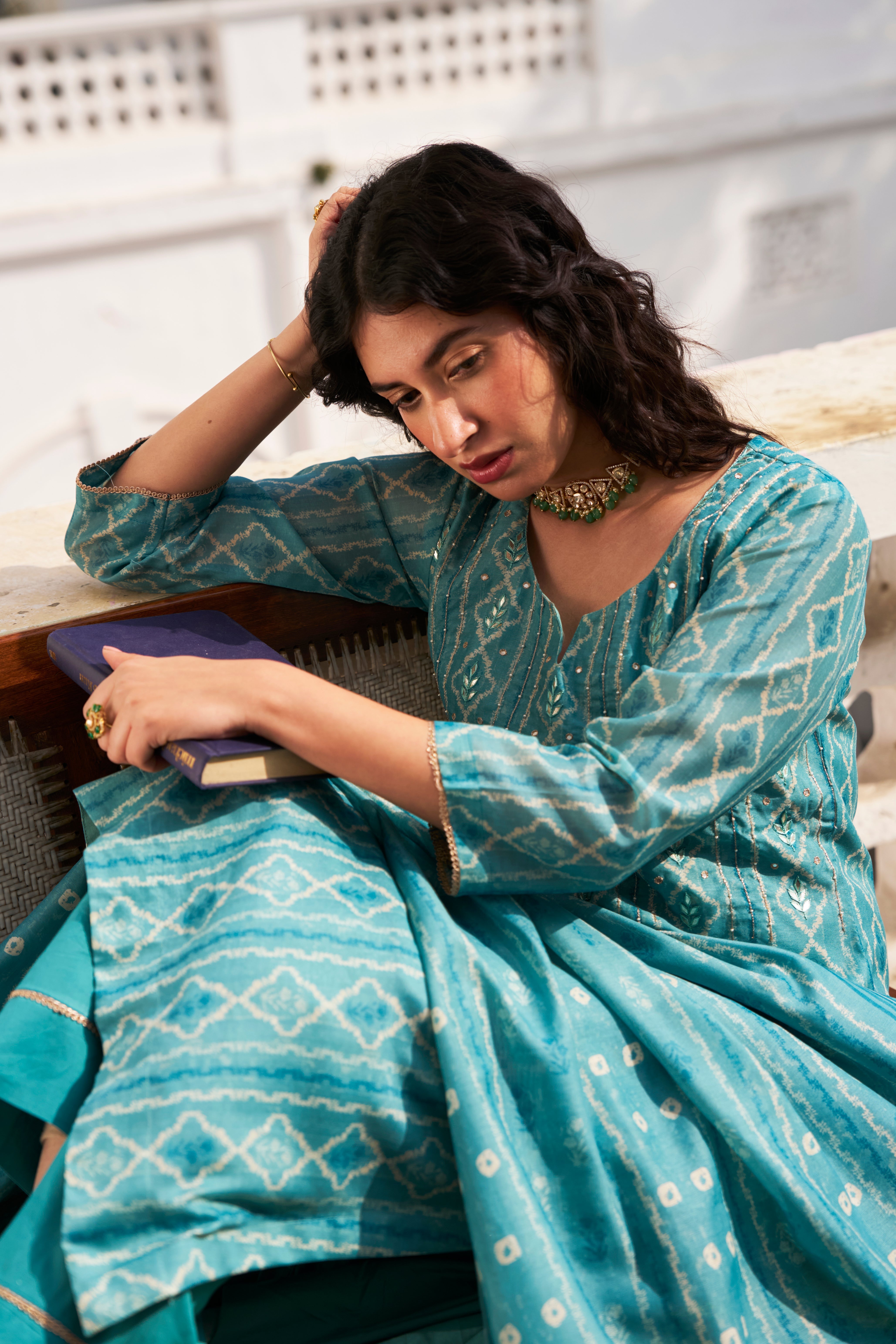FIROZI CHANDERI KURTA SET
