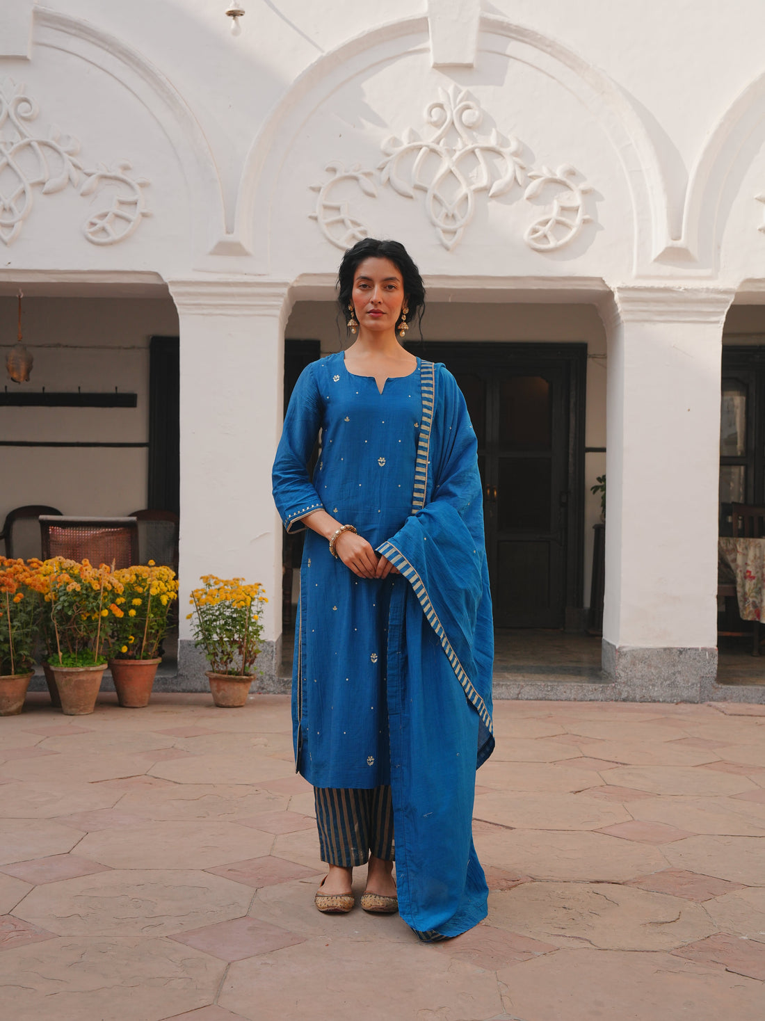 ROYAL BLUE MUL CHANDERI KURTA SET