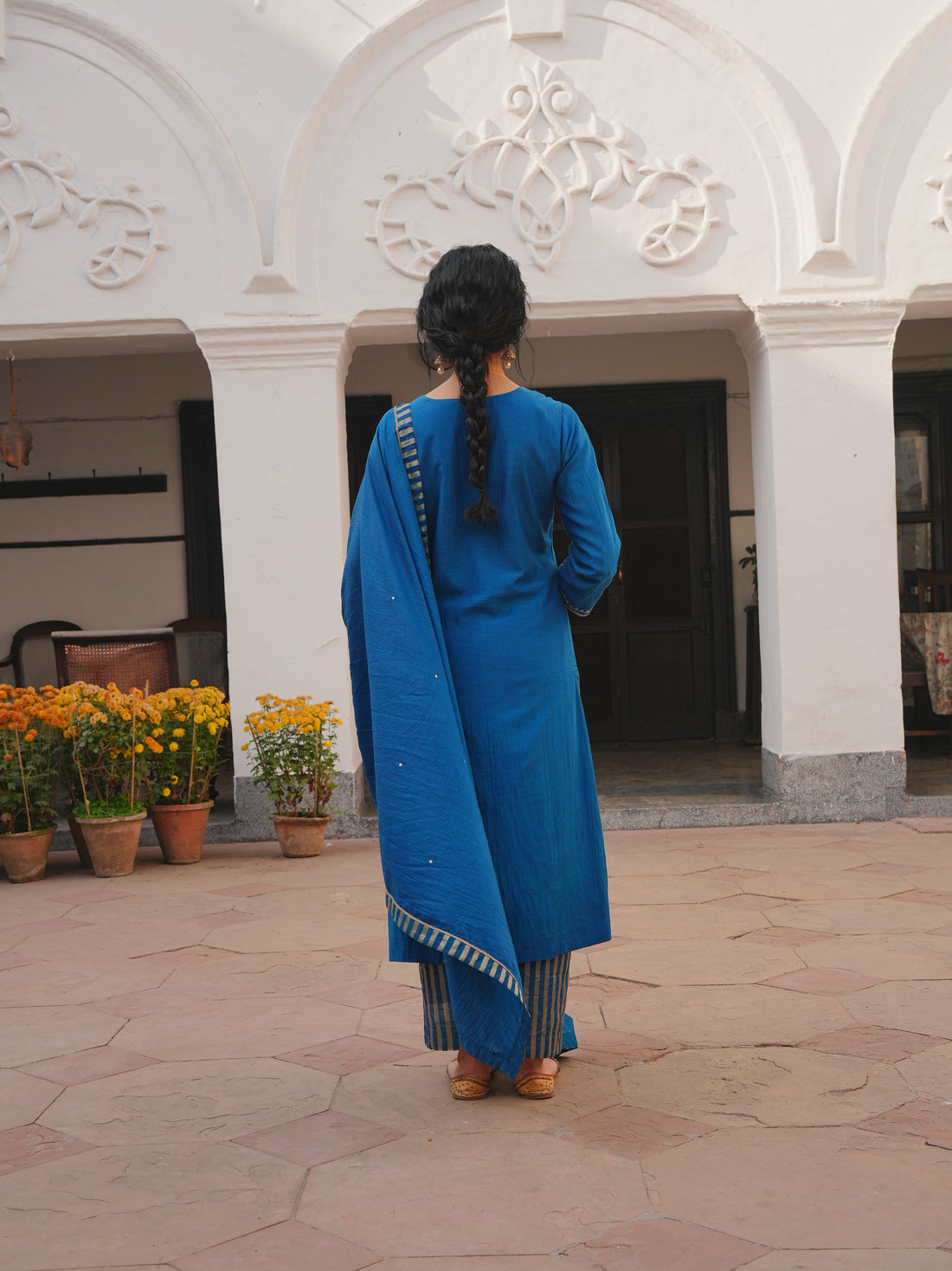 ROYAL BLUE MUL CHANDERI KURTA SET