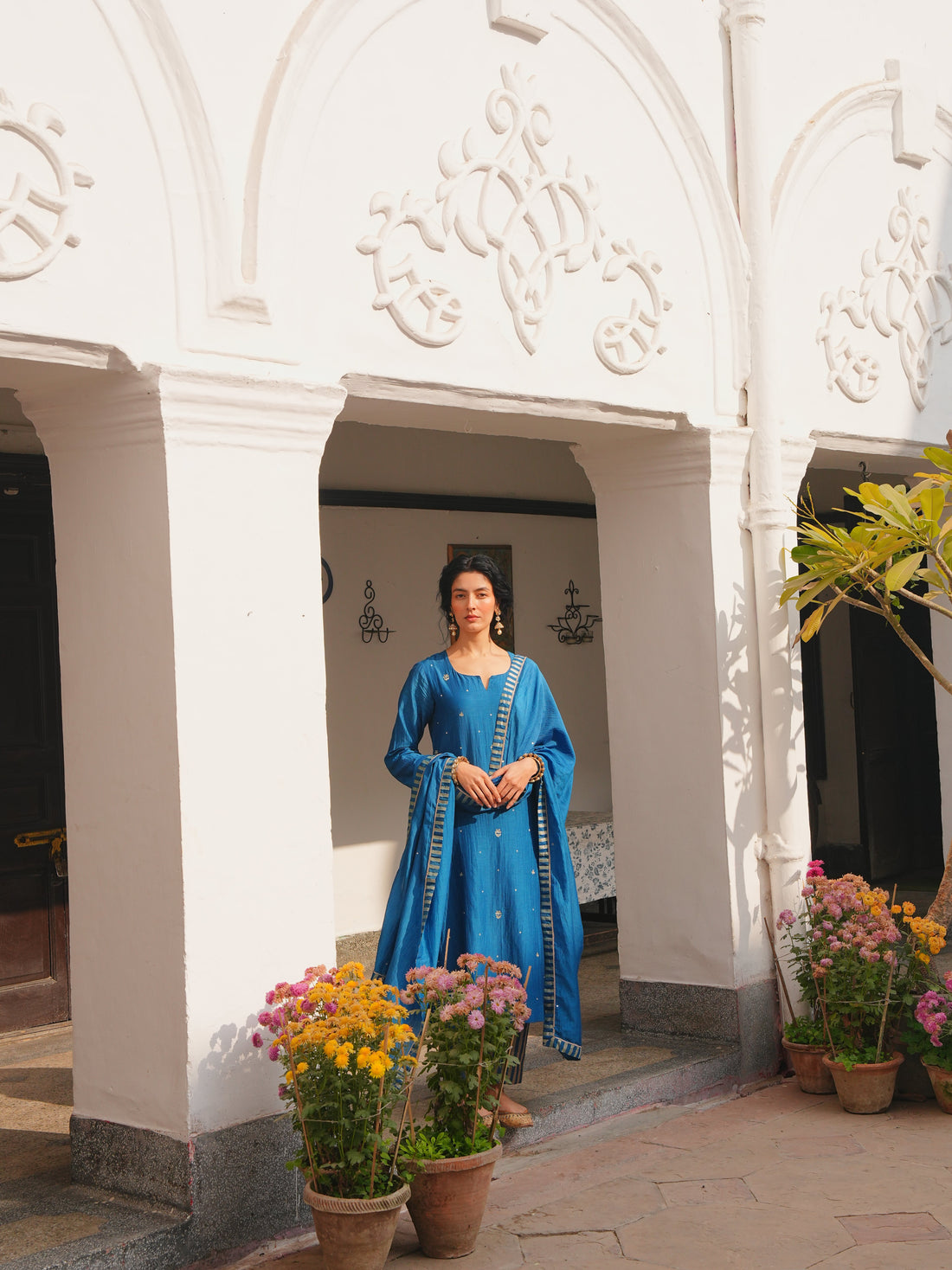 ROYAL BLUE MUL CHANDERI KURTA SET