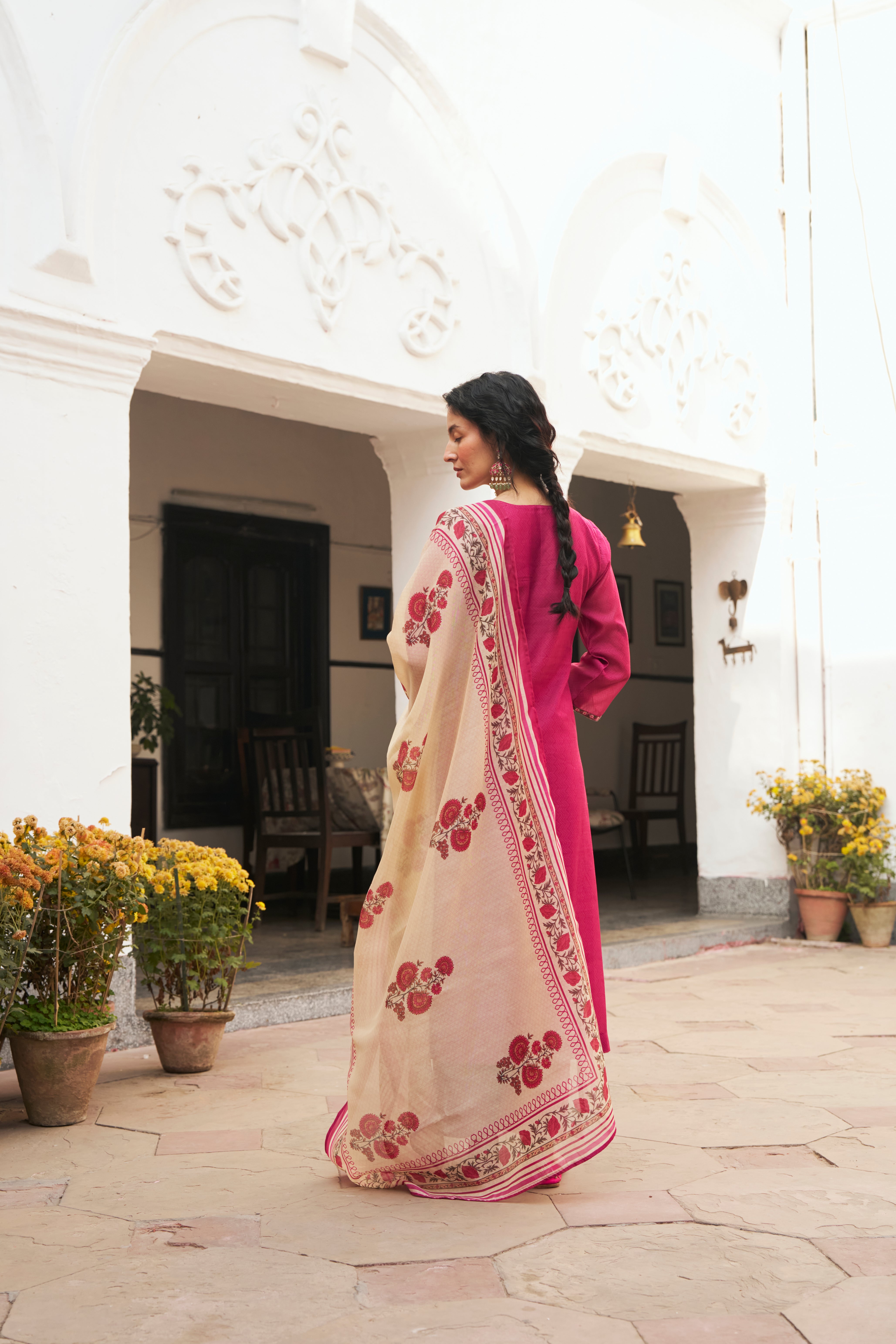 RANI PINK CHANDERI KURTA SET