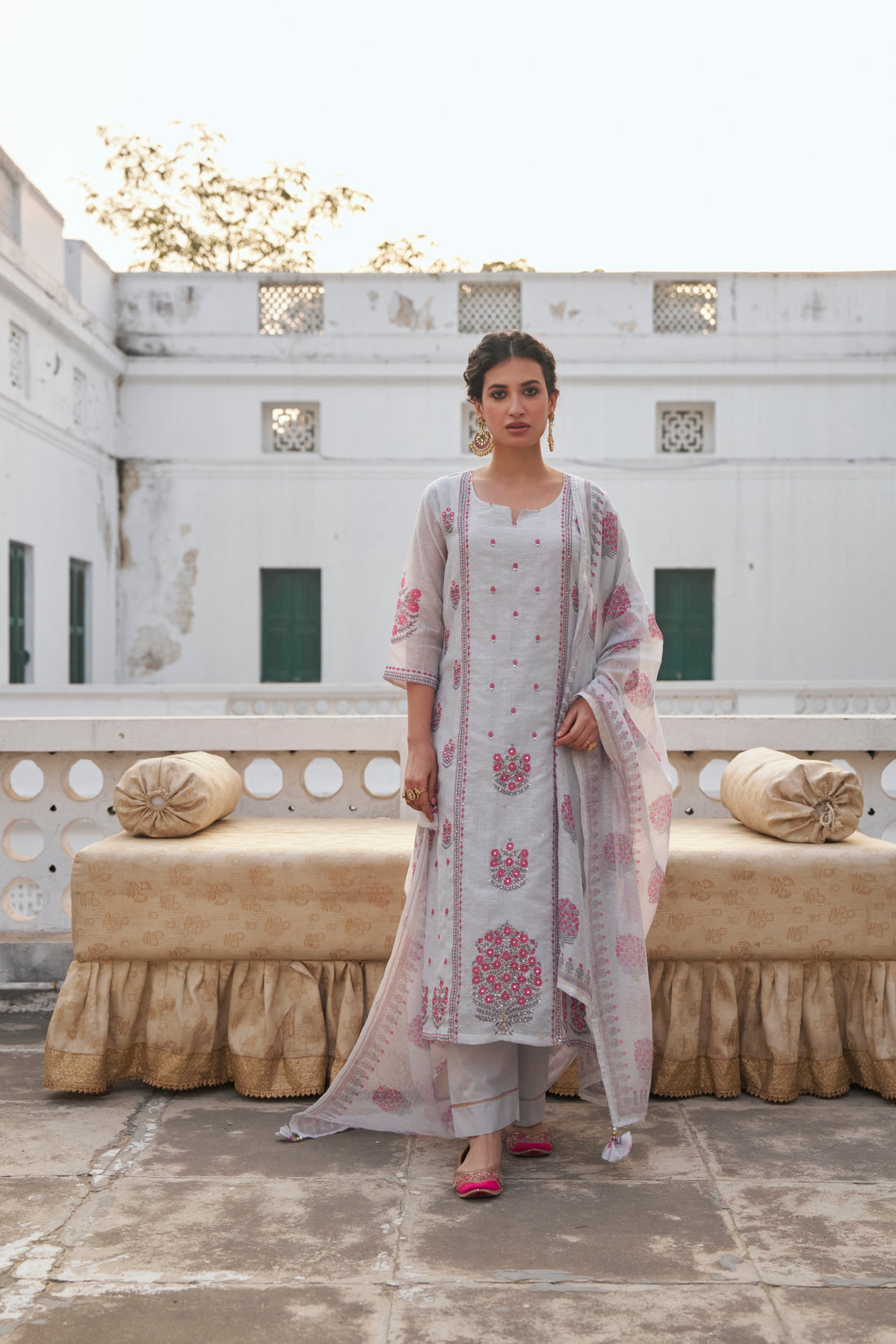 GREY  LINEN KURTA SET