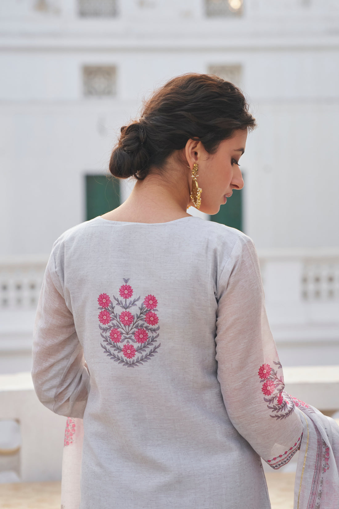 GREY  LINEN KURTA SET