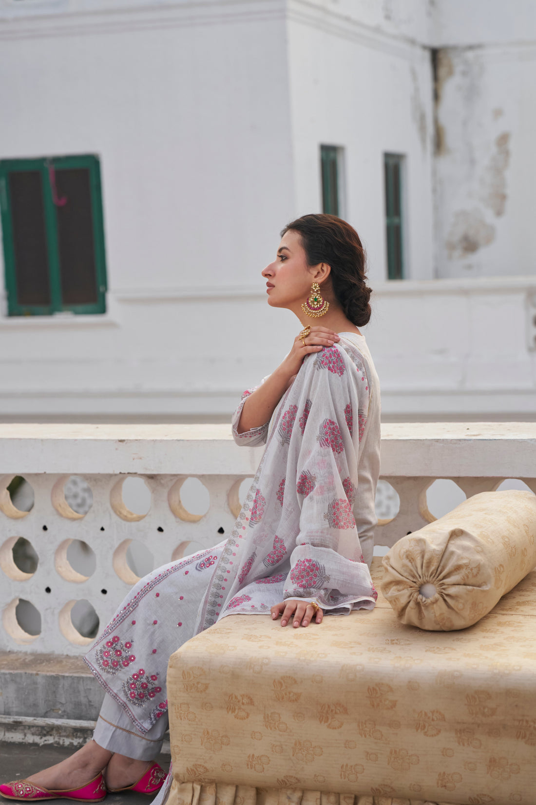 GREY  LINEN KURTA SET