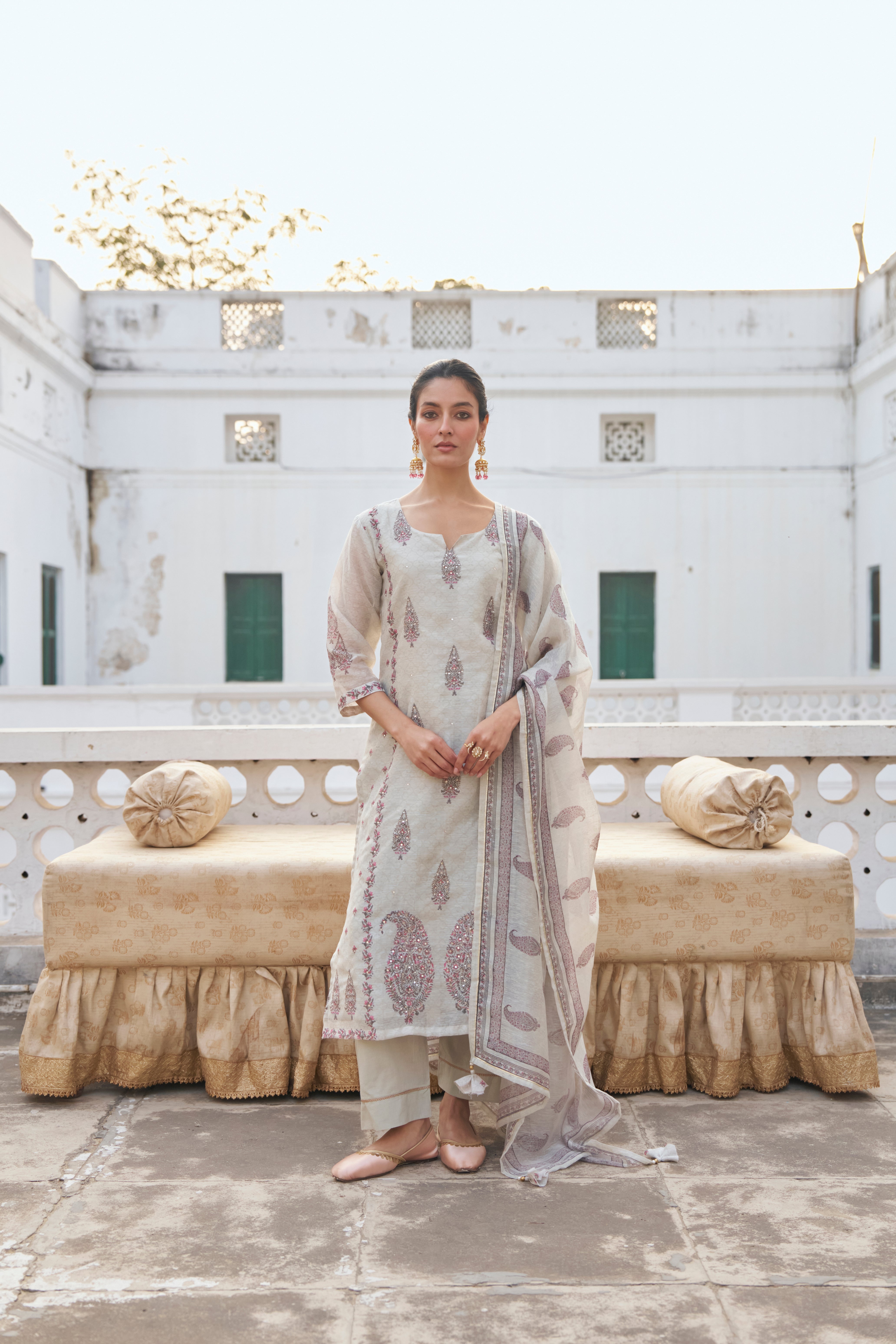 GREY  LINEN KURTA SET