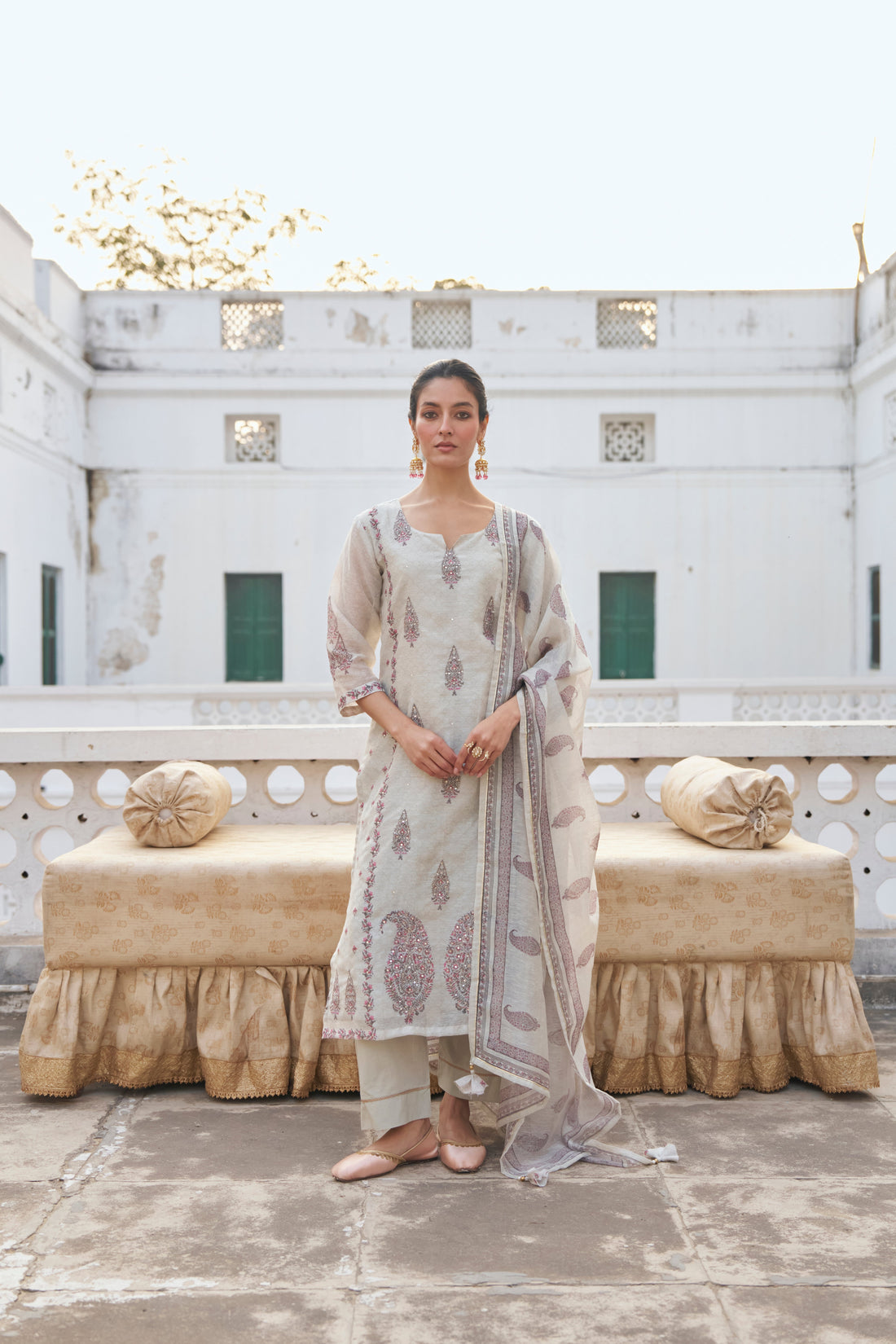 GREY  LINEN KURTA SET
