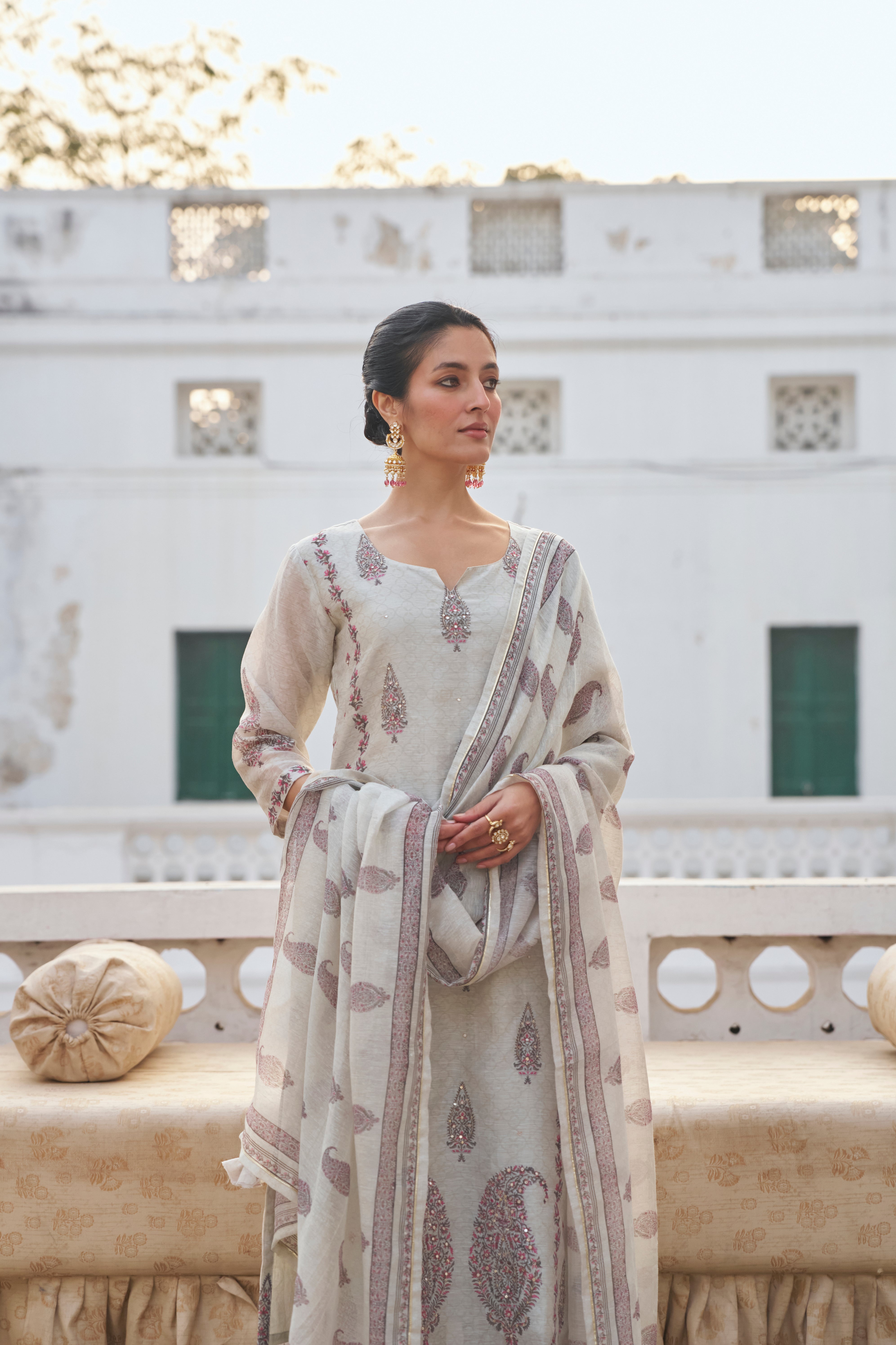GREY  LINEN KURTA SET