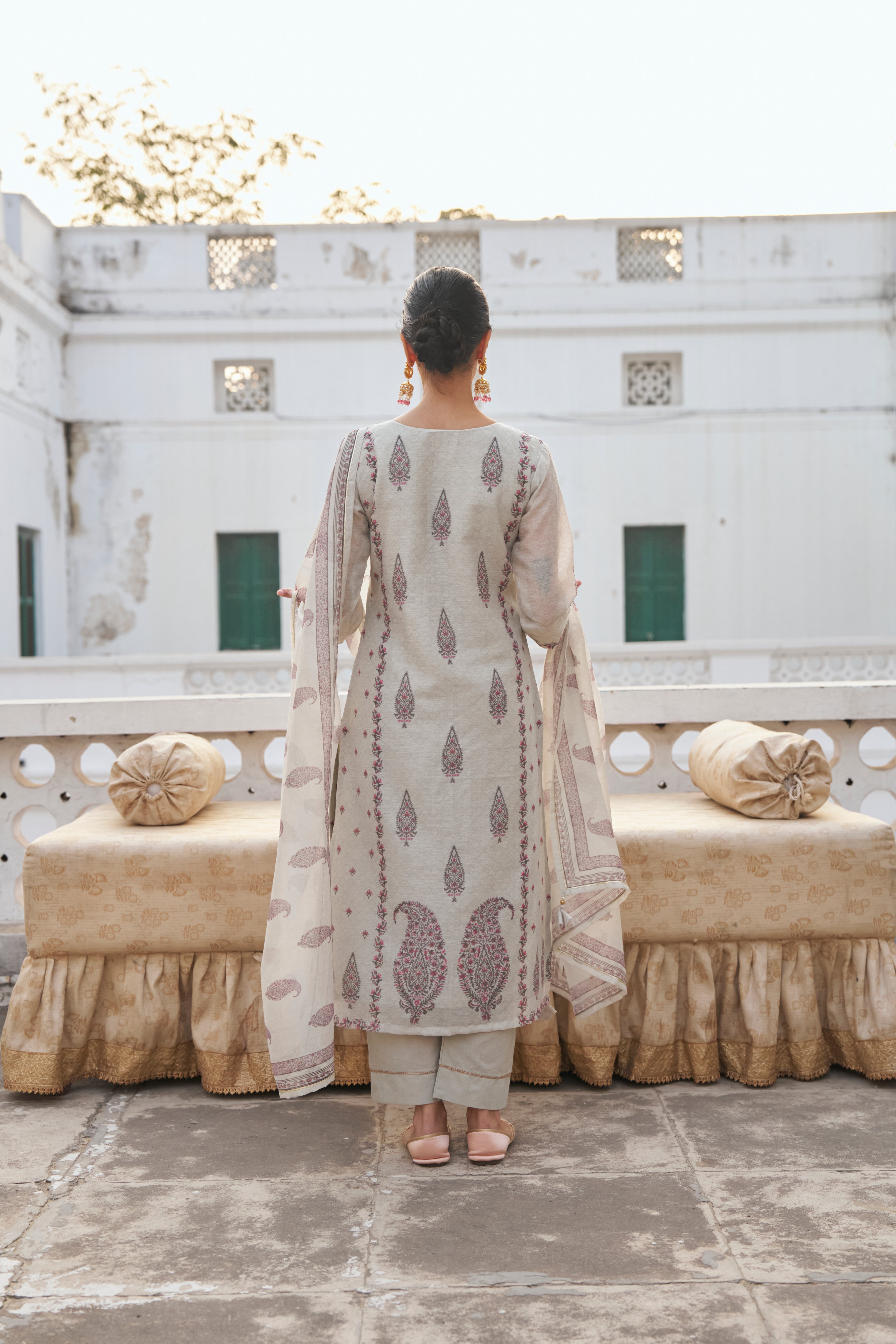 GREY  LINEN KURTA SET