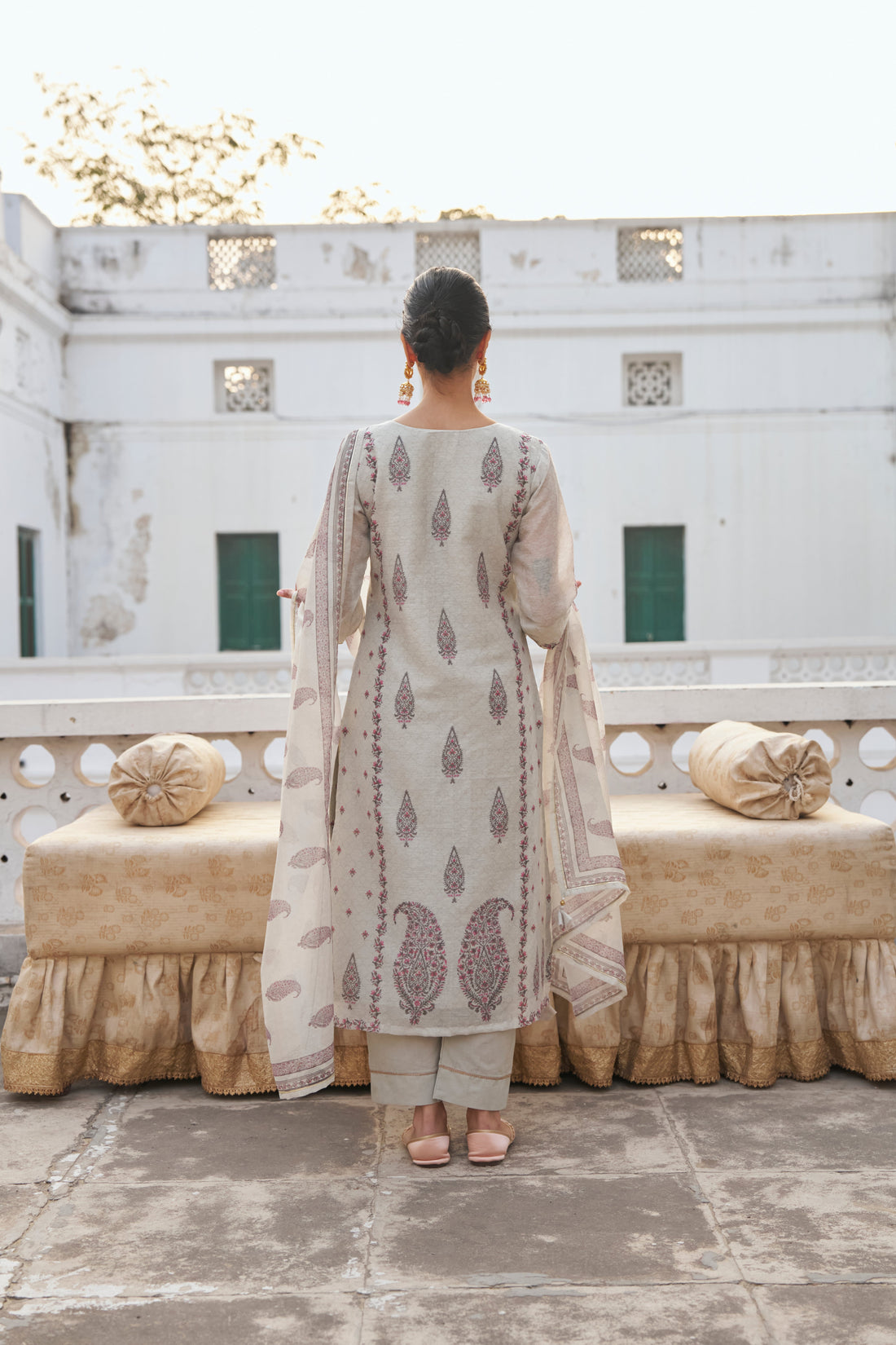 GREY  LINEN KURTA SET