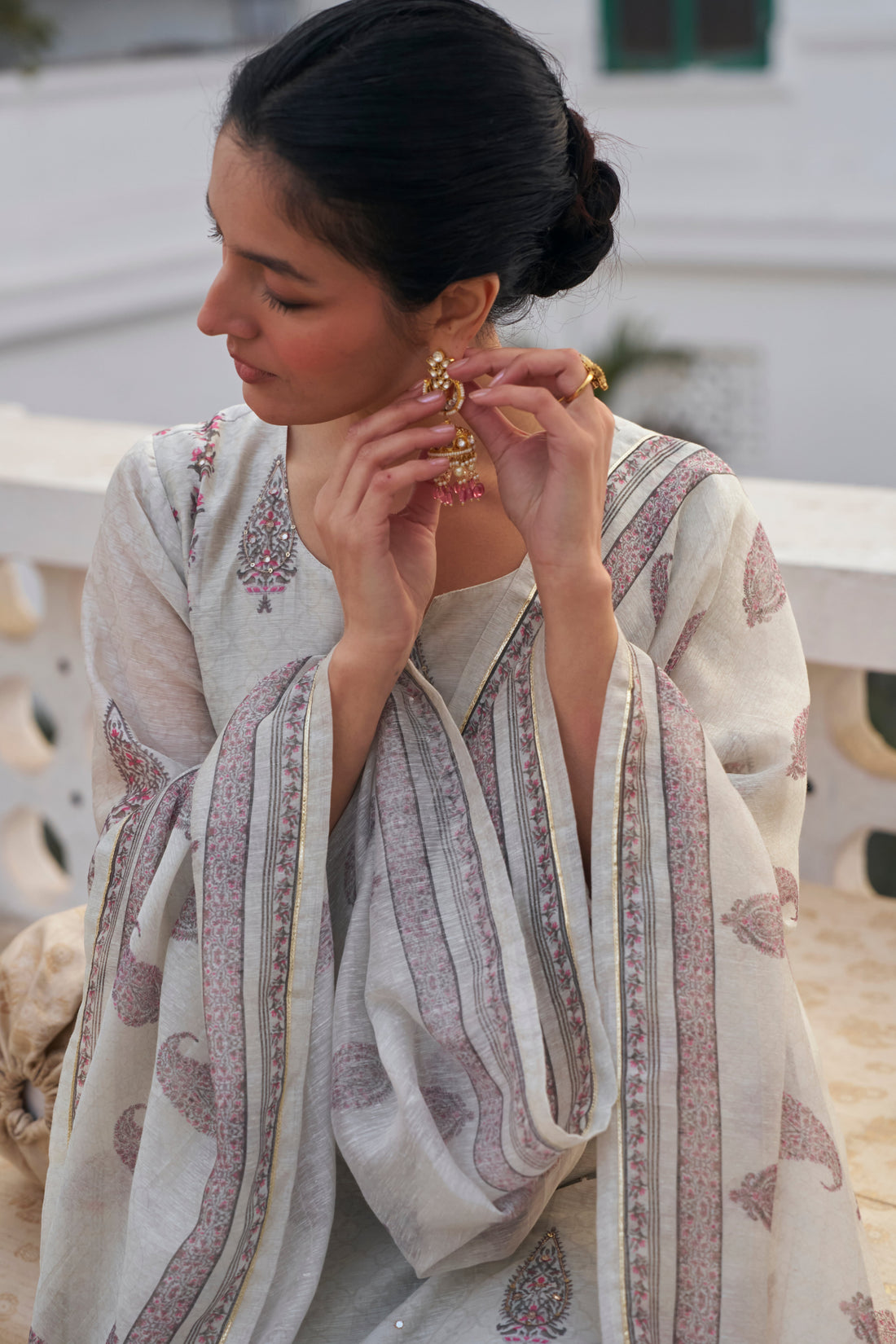 GREY  LINEN KURTA SET