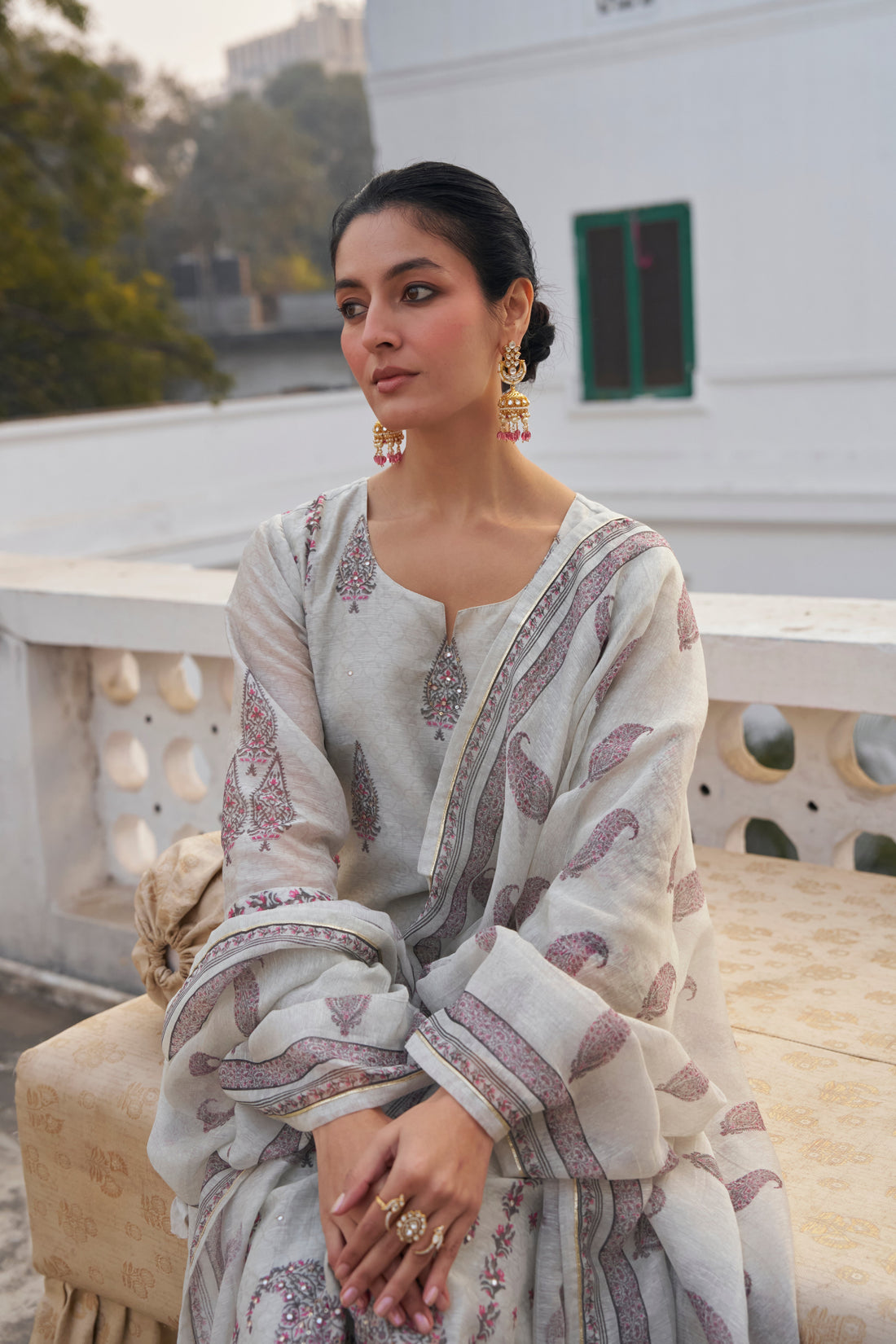GREY  LINEN KURTA SET