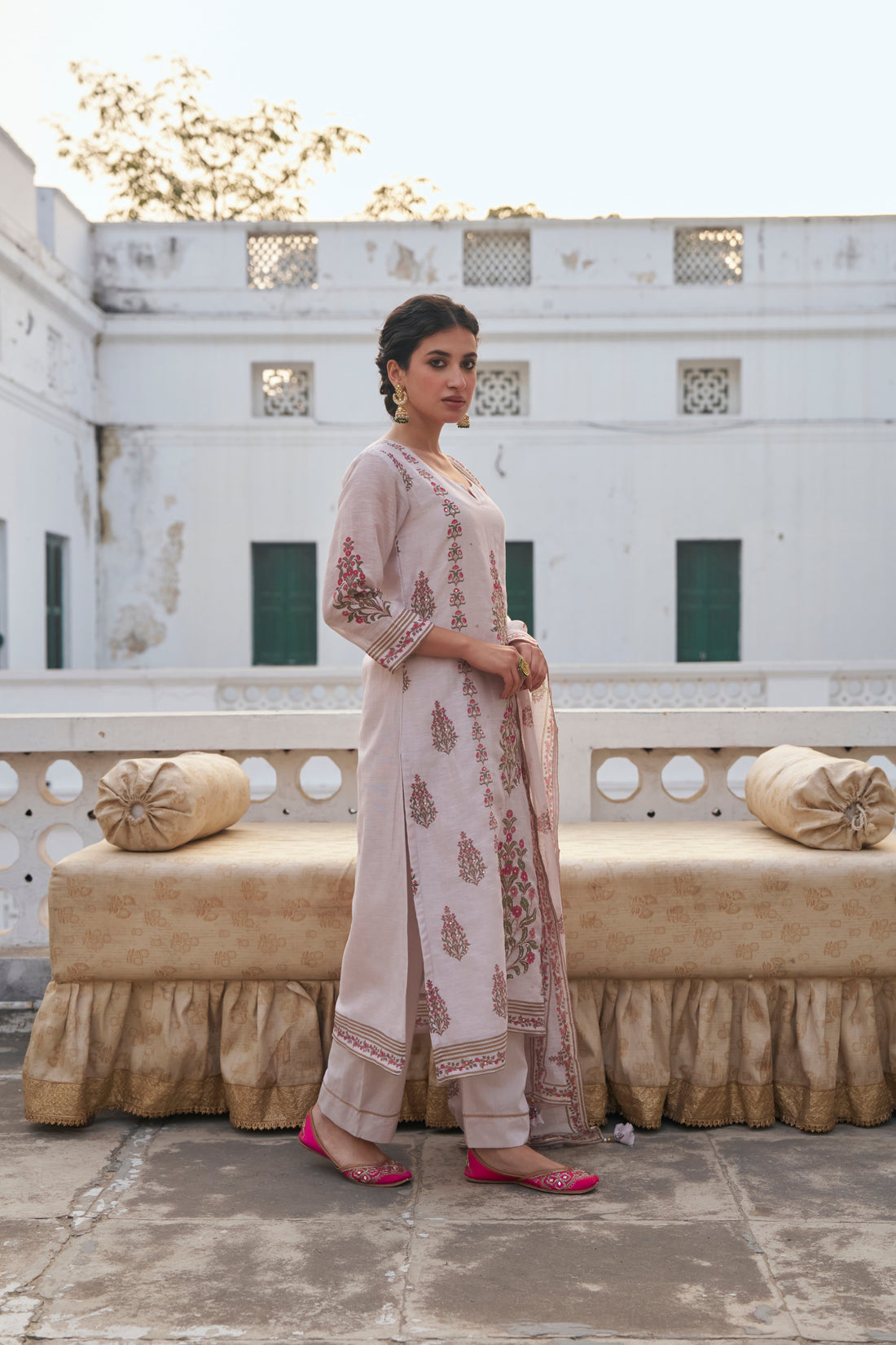 BLUSH HERITAGE LINEN KURTA SET