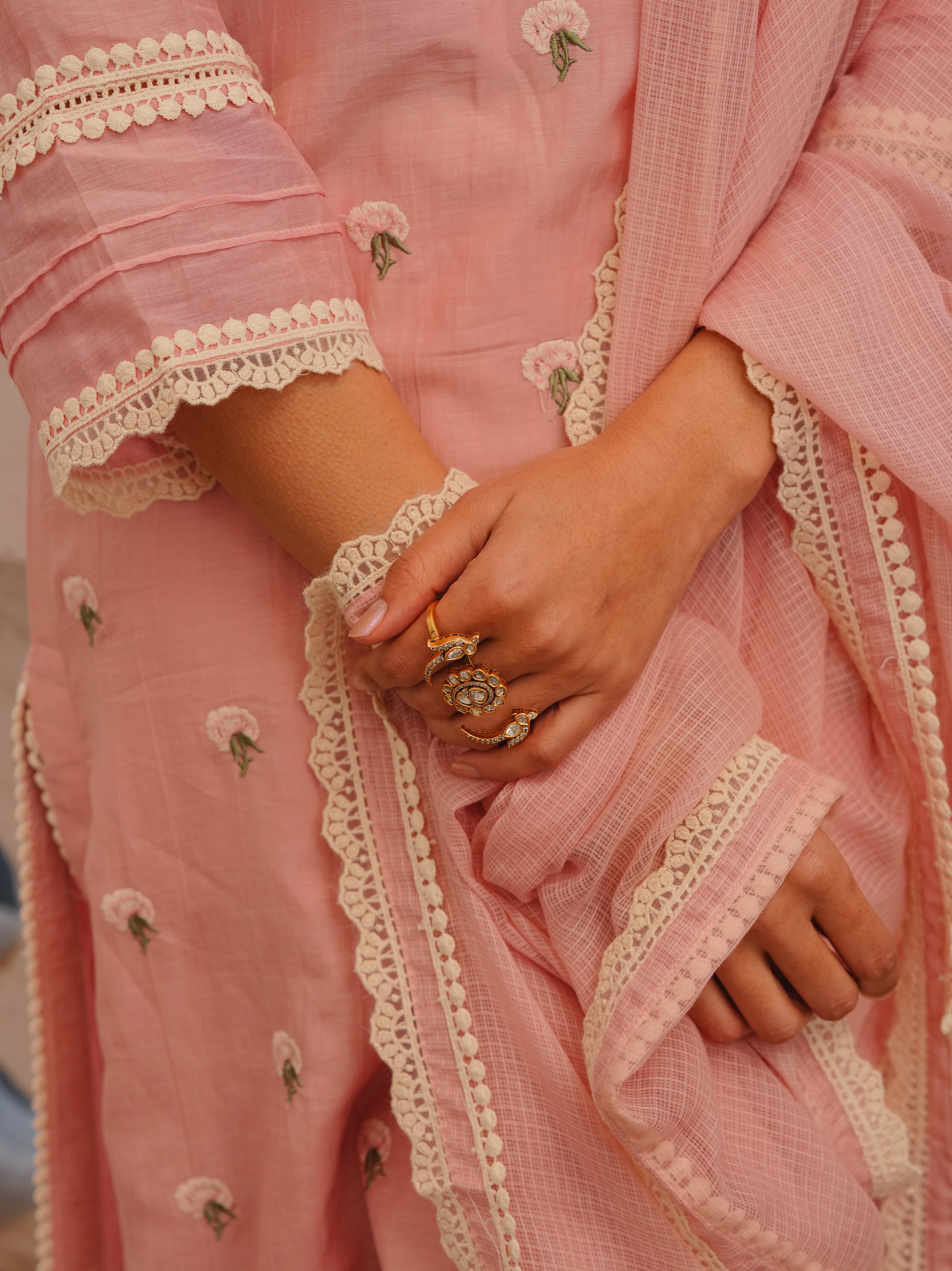 ROSE PINK MUL CHANDERI KURTA SET