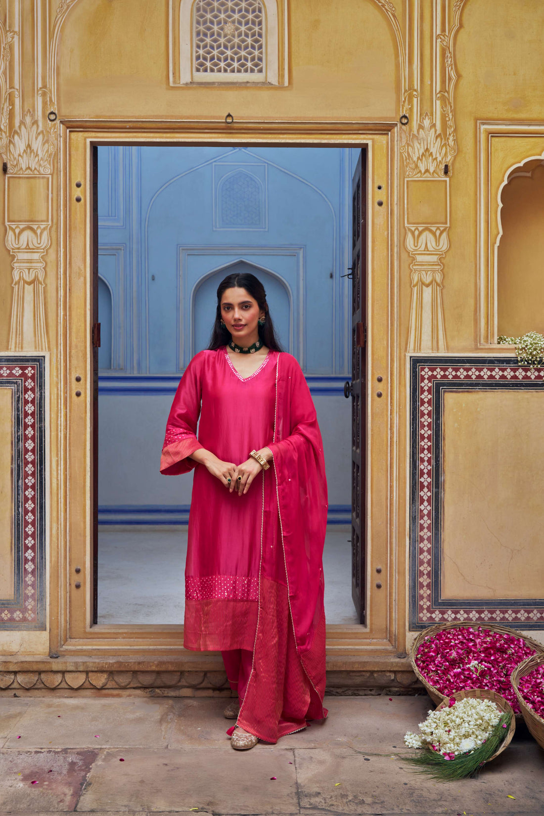 PINK TABBY SILK A-LINE KURTA SET