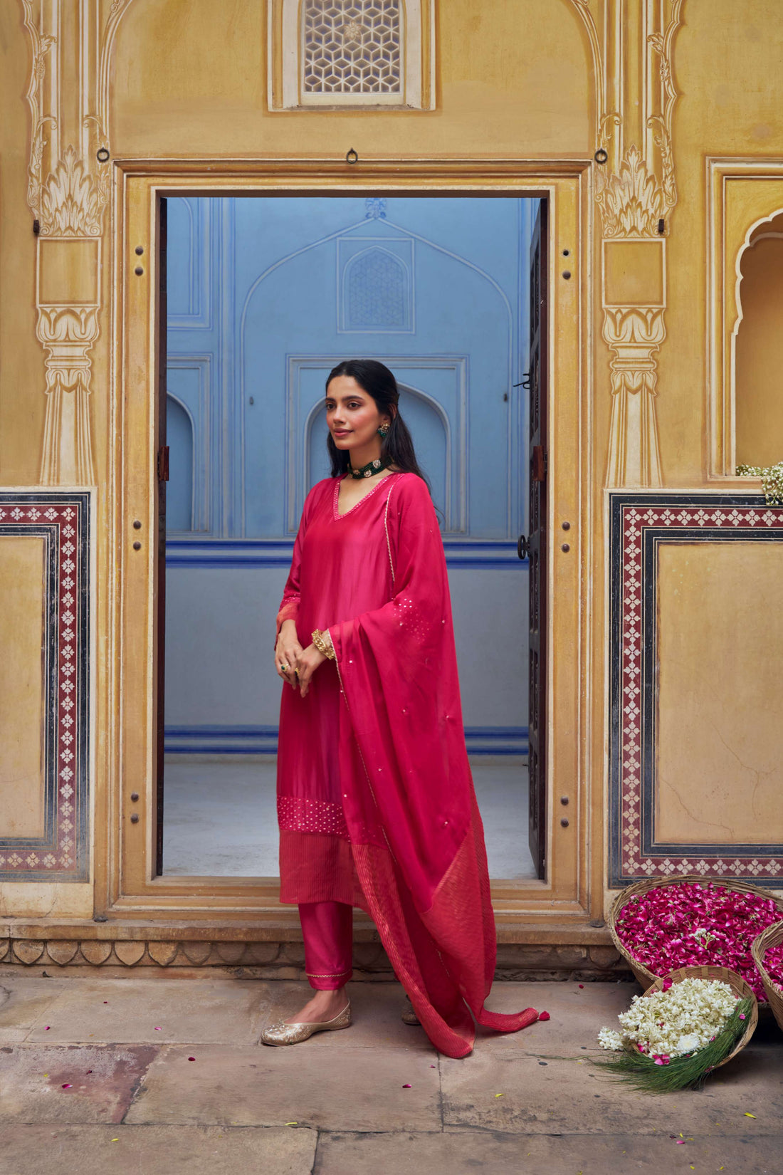 PINK TABBY SILK A-LINE KURTA SET
