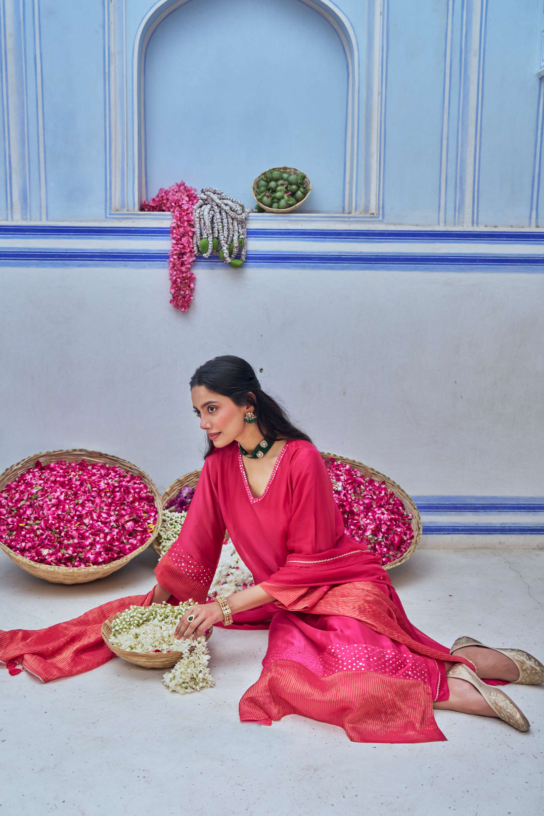 PINK TABBY SILK A-LINE KURTA SET