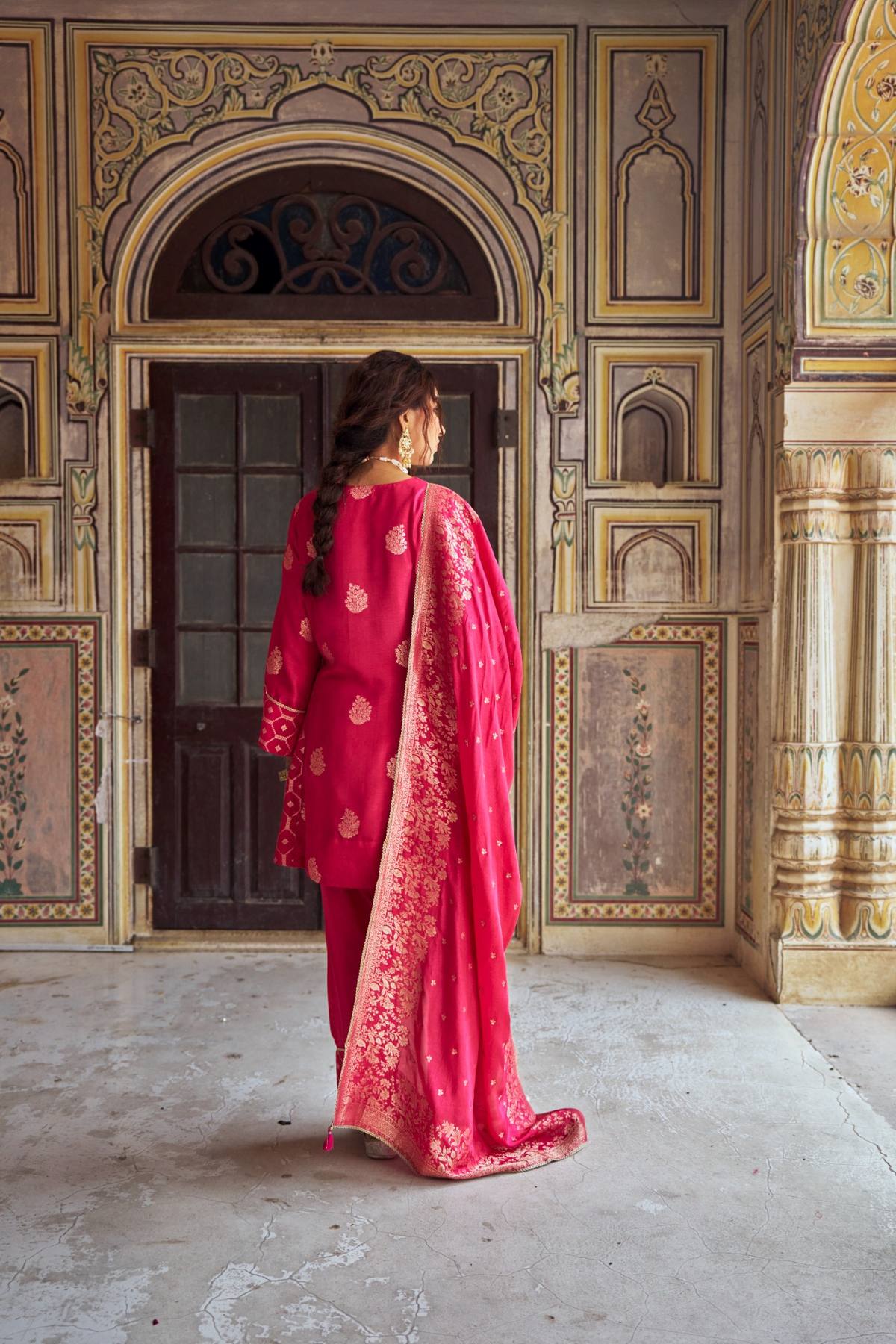 PINK PURE BANARSI FARSI SALWAR SET
