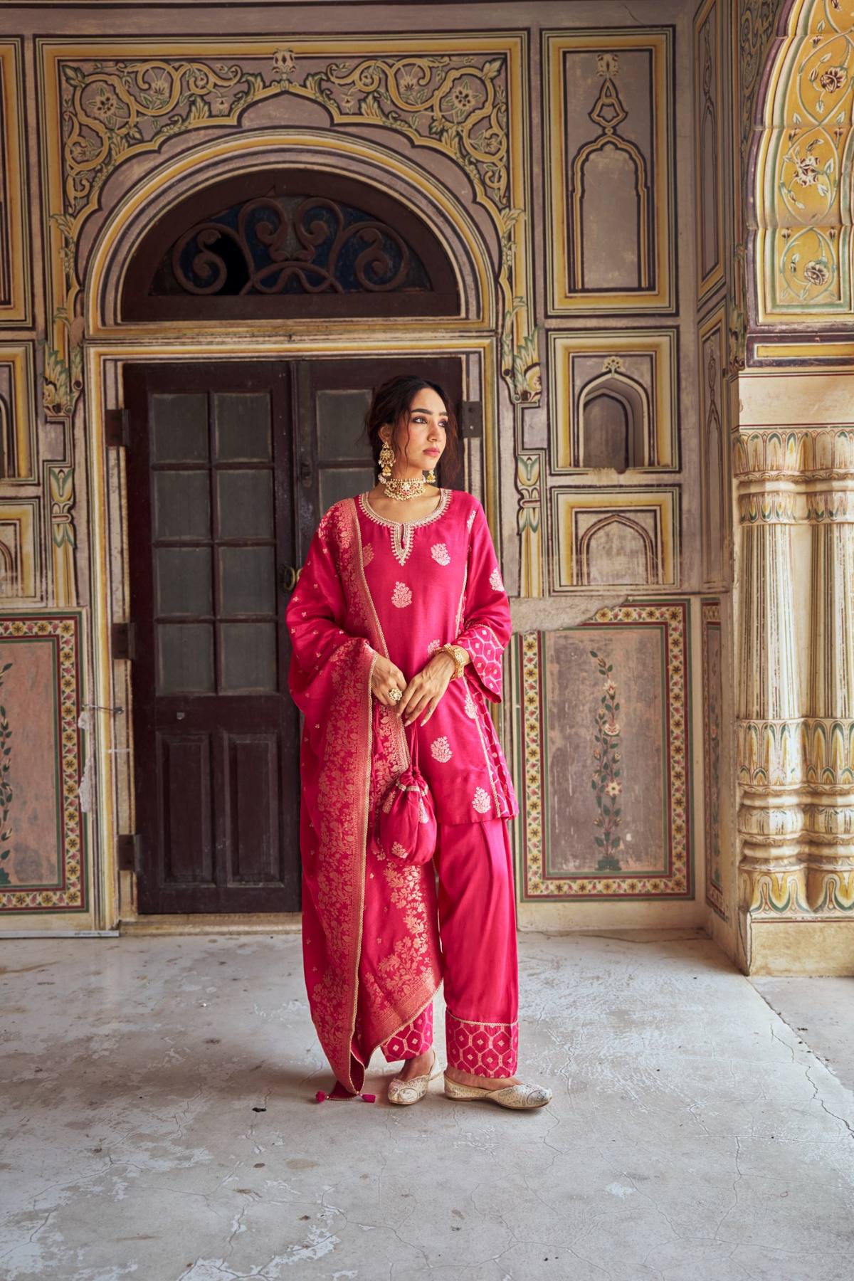 PINK PURE BANARSI FARSI SALWAR SET