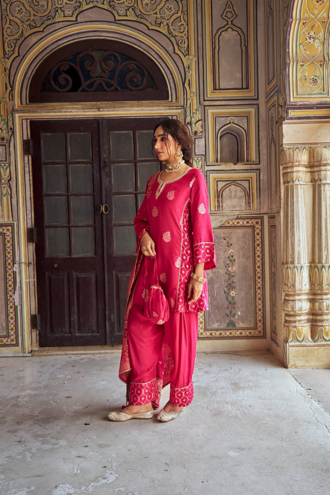 PINK PURE BANARSI FARSI SALWAR SET