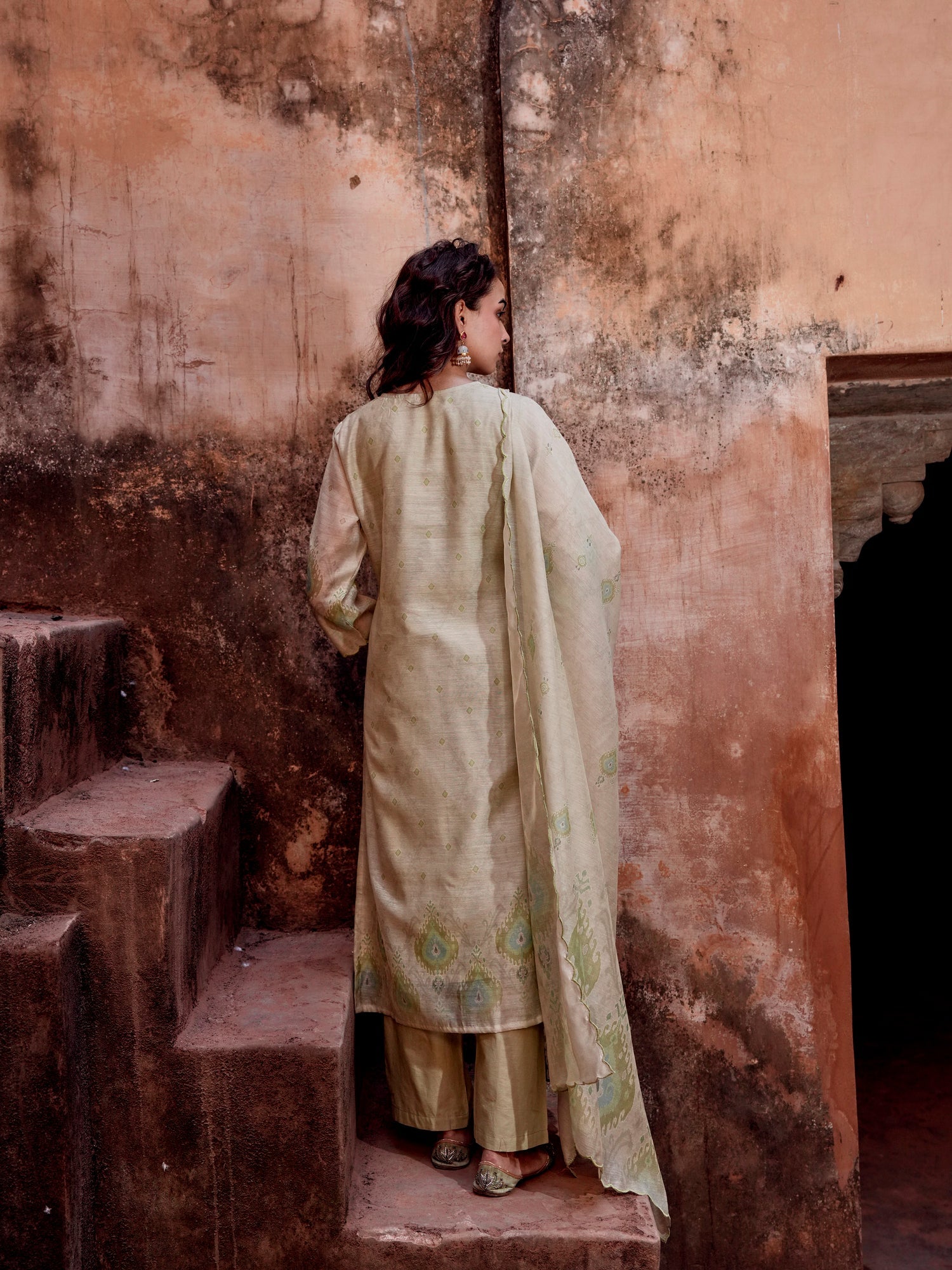 PISTA GREEN EMBROIDERED SUIT SET