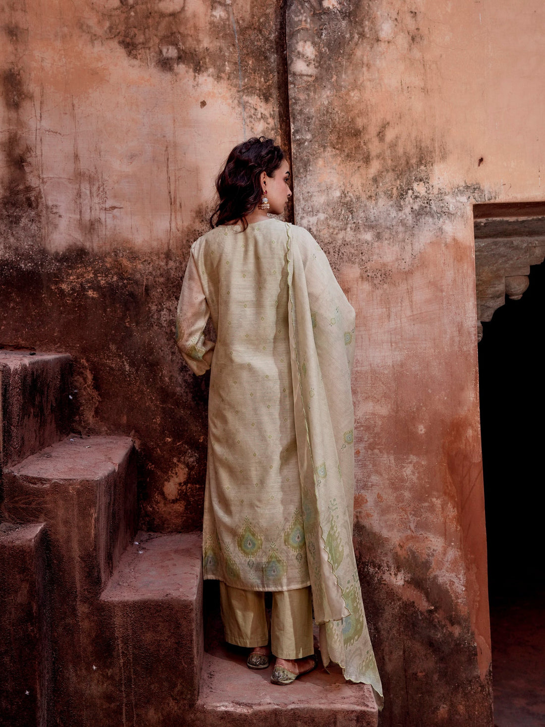 PISTA GREEN EMBROIDERED SUIT SET