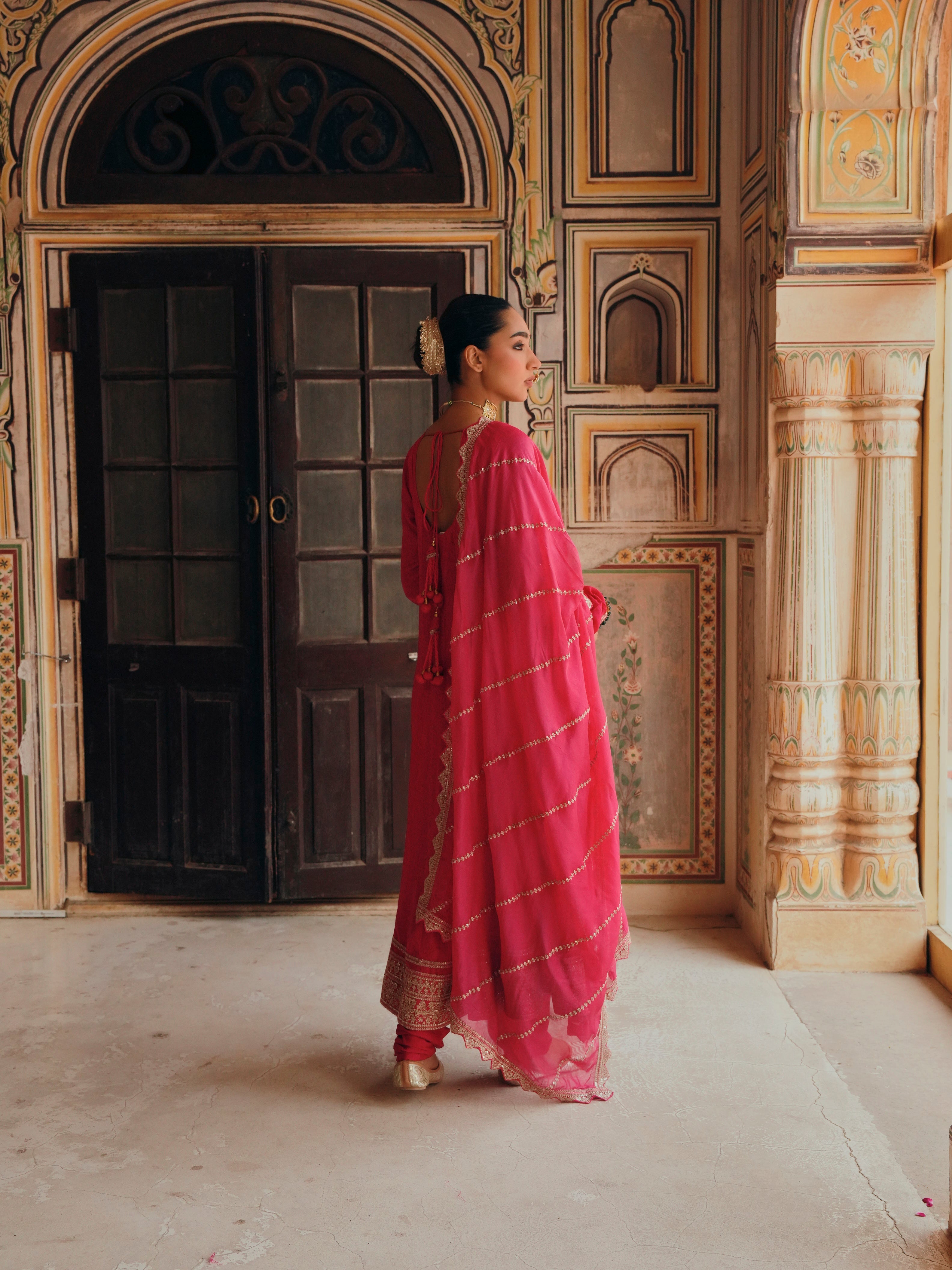 PINK DOLA SILK ANARKALI  SET