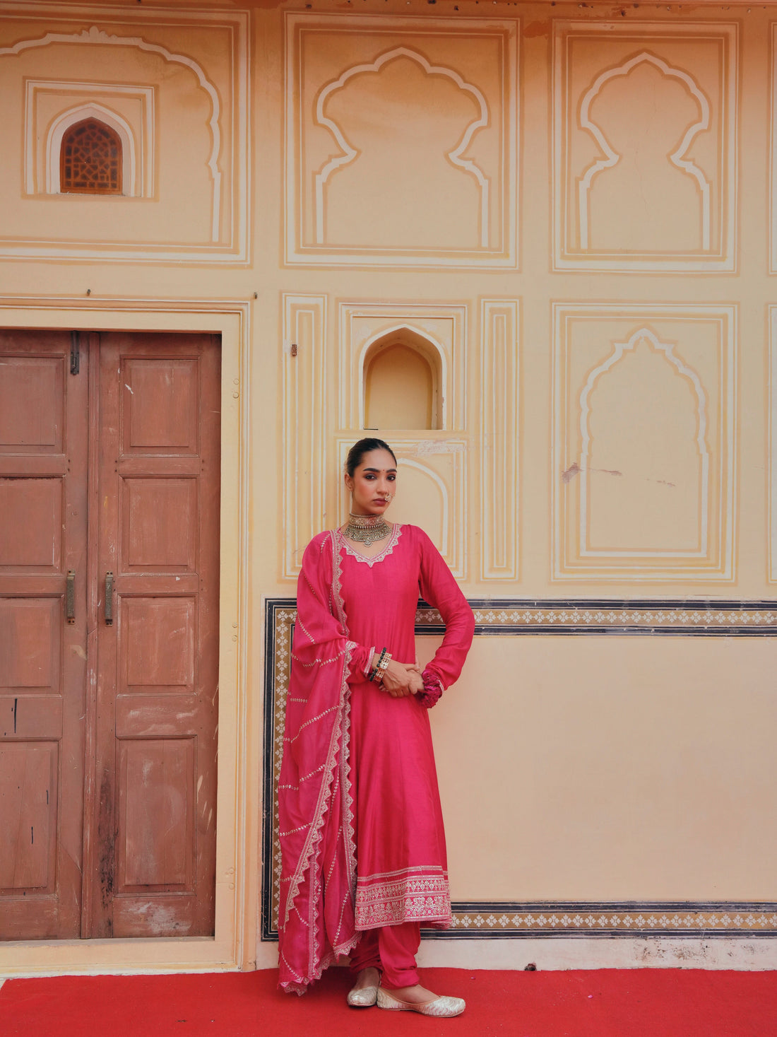 PINK DOLA SILK ANARKALI  SET