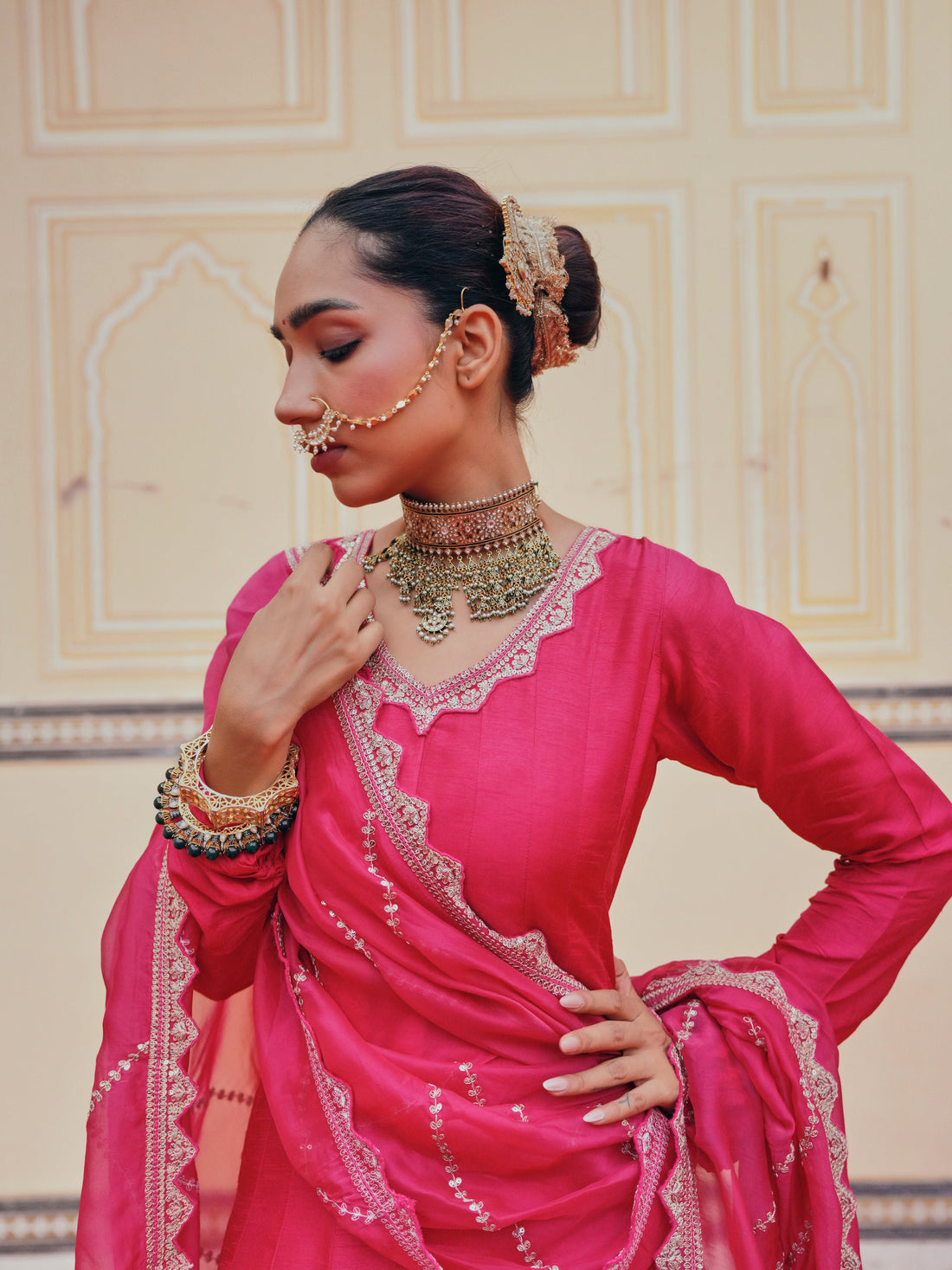 PINK DOLA SILK ANARKALI  SET
