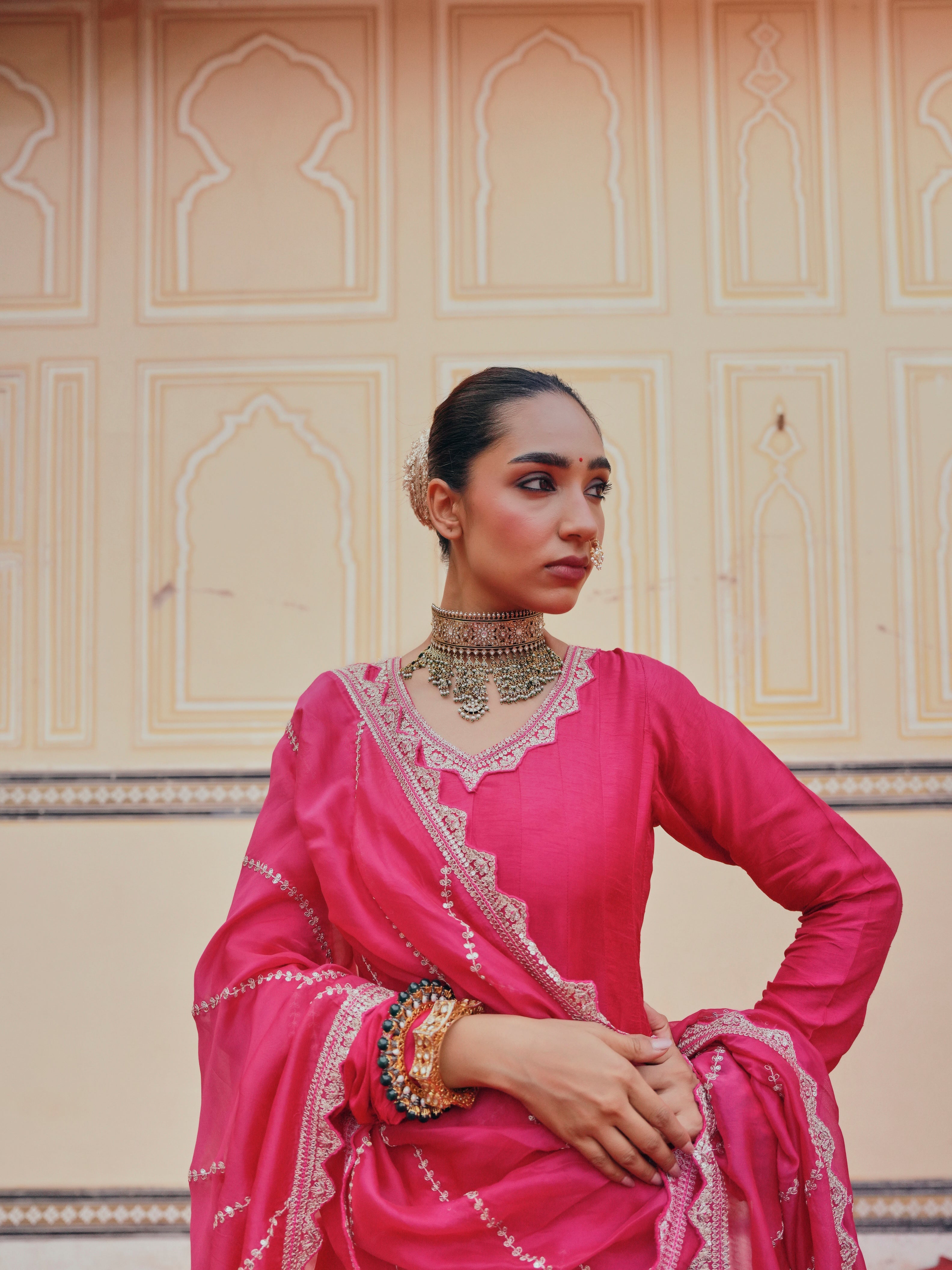 PINK DOLA SILK ANARKALI  SET