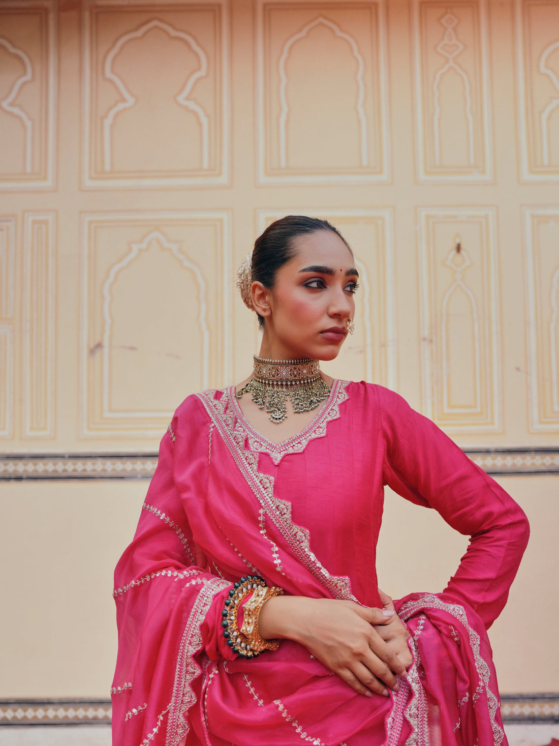 PINK DOLA SILK ANARKALI  SET