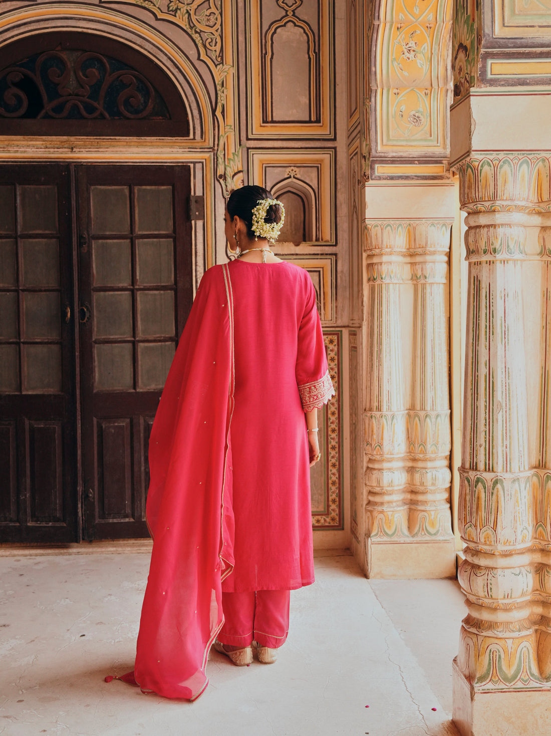 PINK A-LINE KURTA SET