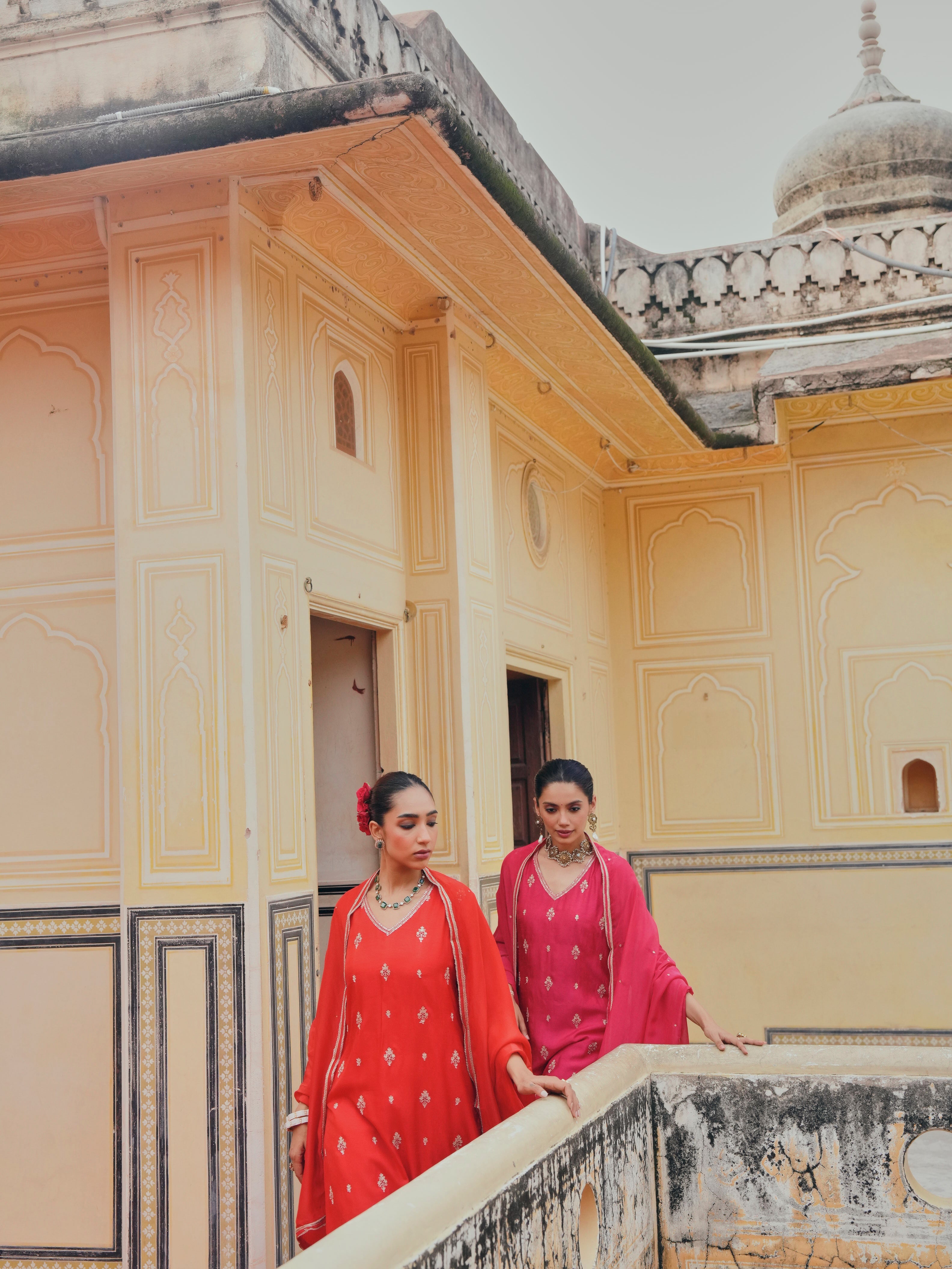 PINK A-LINE KURTA SET