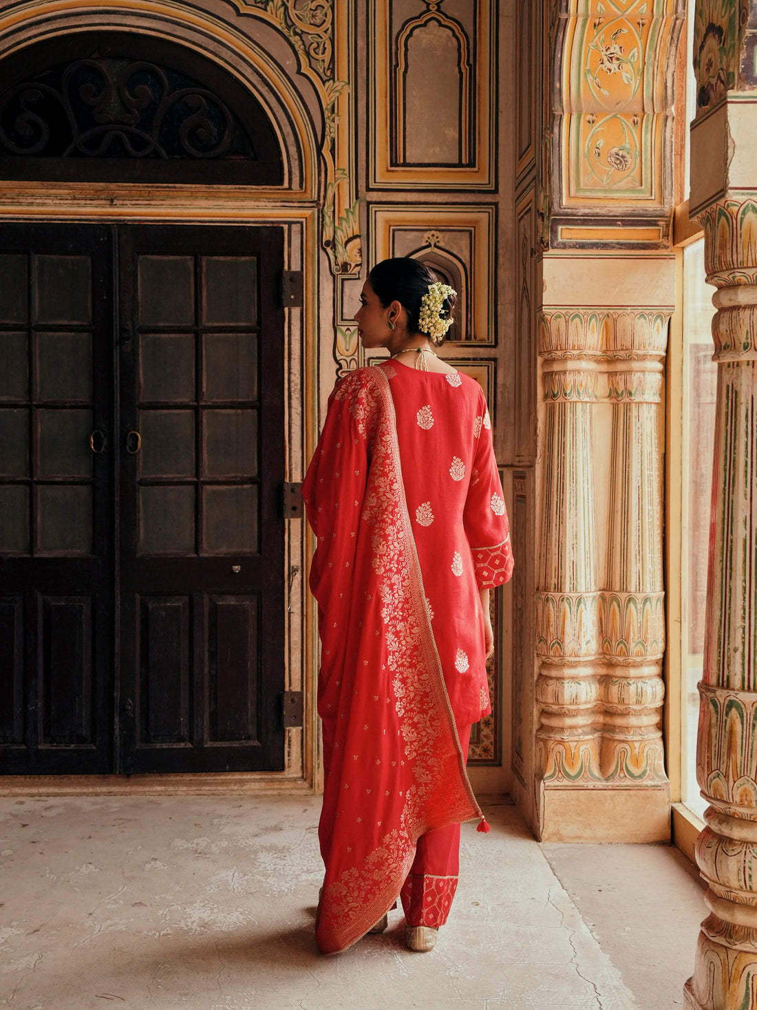 RED PURE BANARSI FARSI SALWAR SET