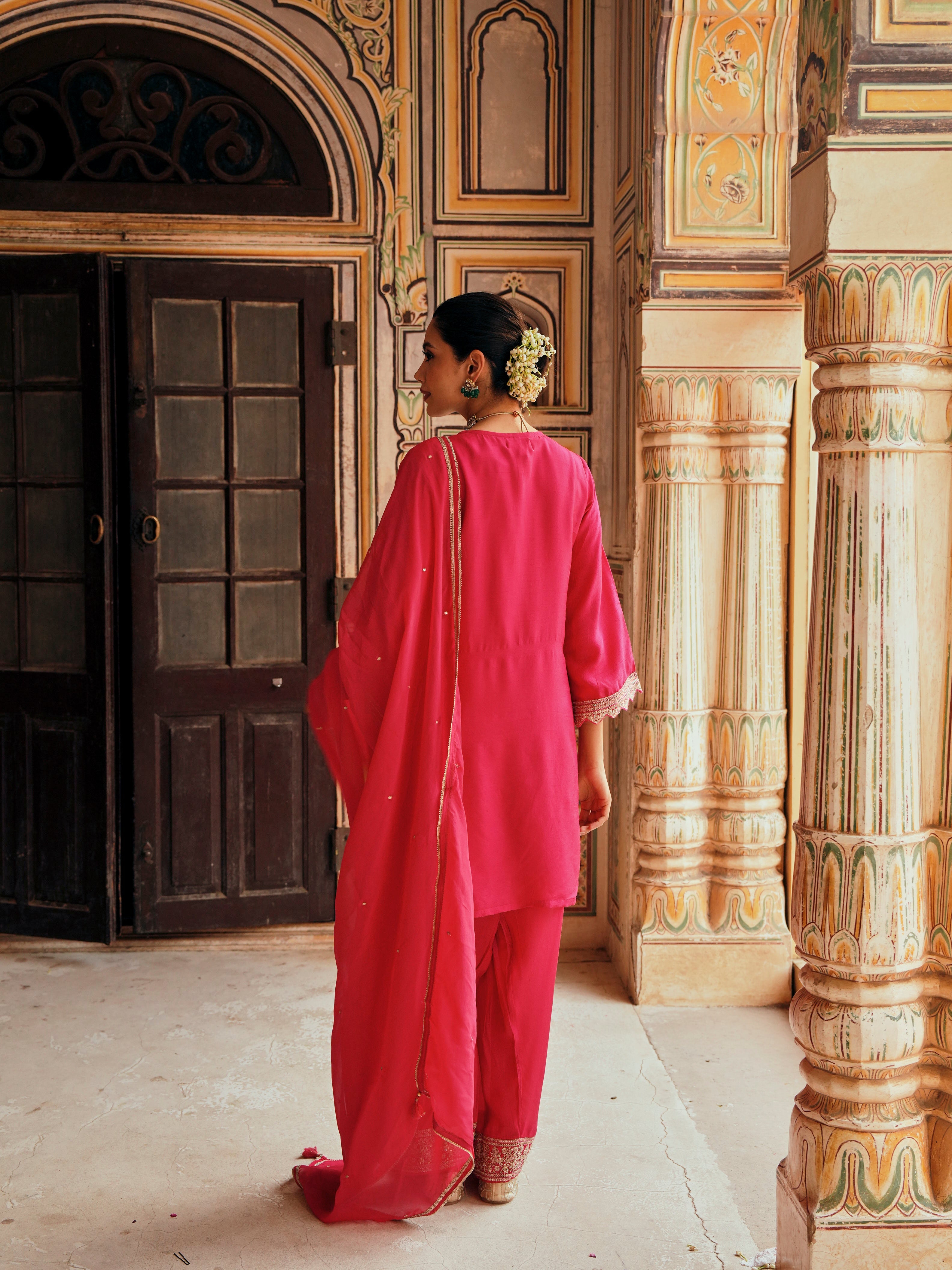 PINK  DOLA SILK FARSI SALWAR SET