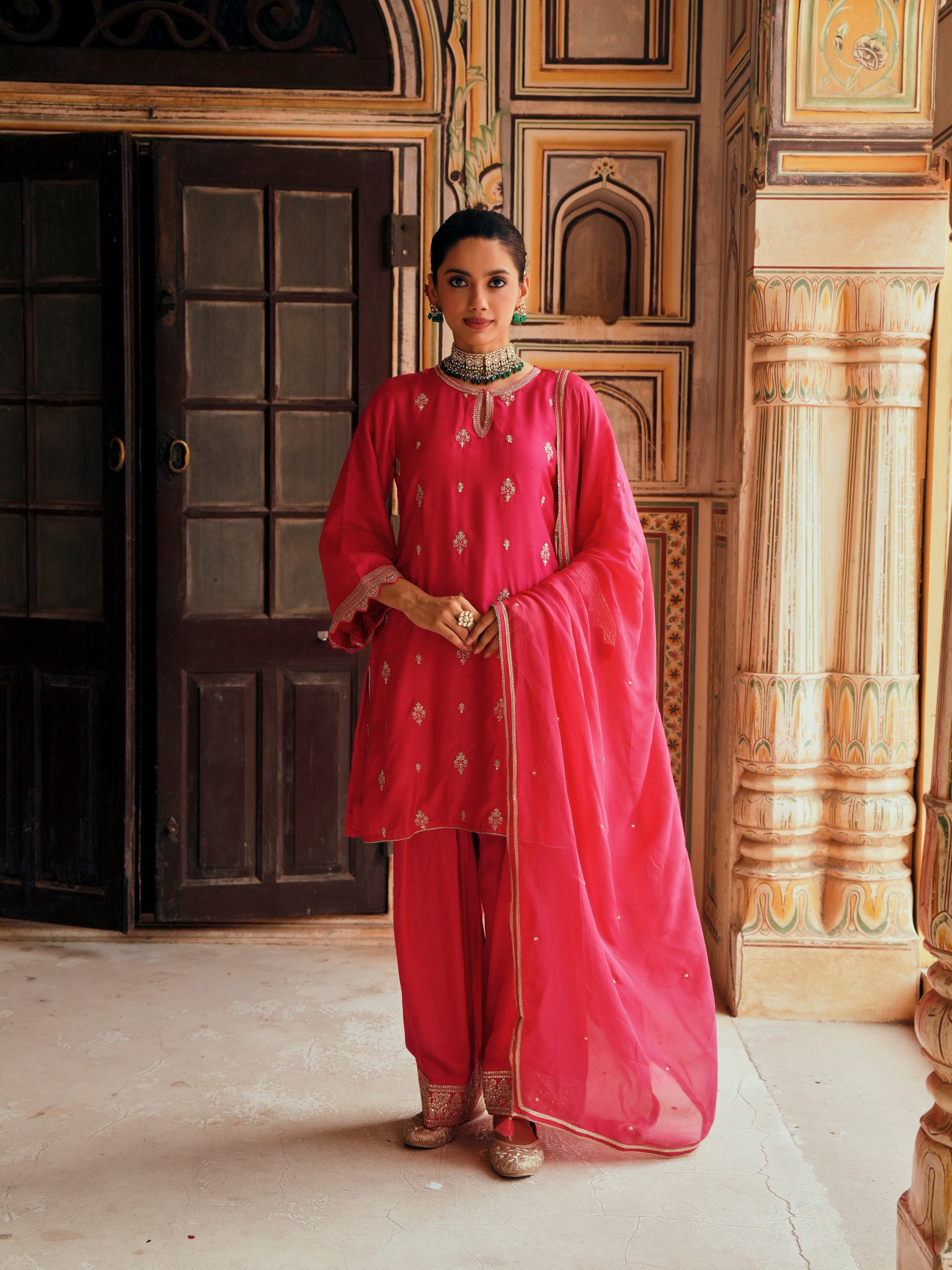 PINK  DOLA SILK FARSI SALWAR SET
