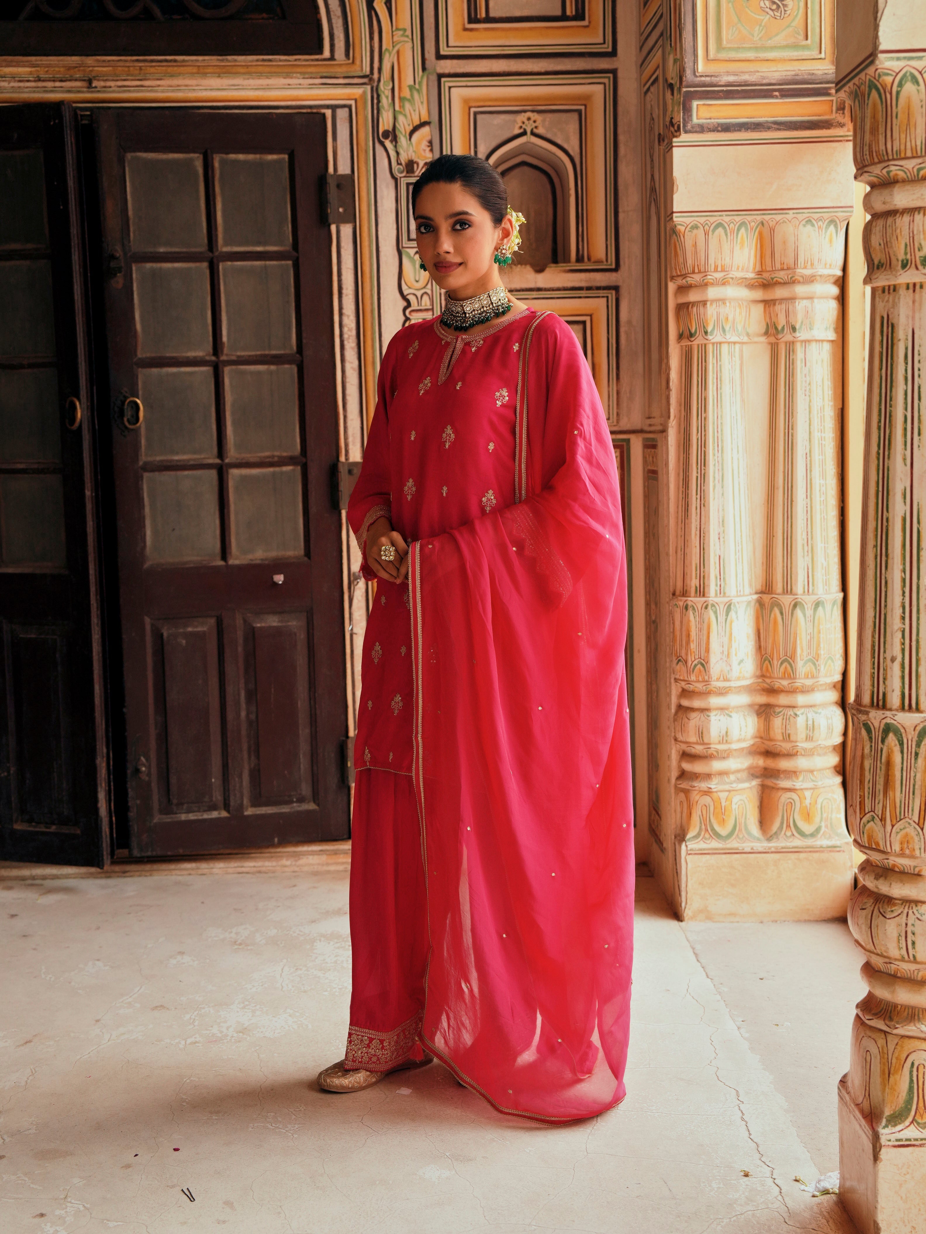 PINK  DOLA SILK FARSI SALWAR SET