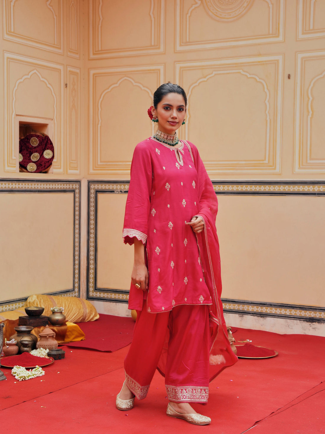 PINK  DOLA SILK FARSI SALWAR SET